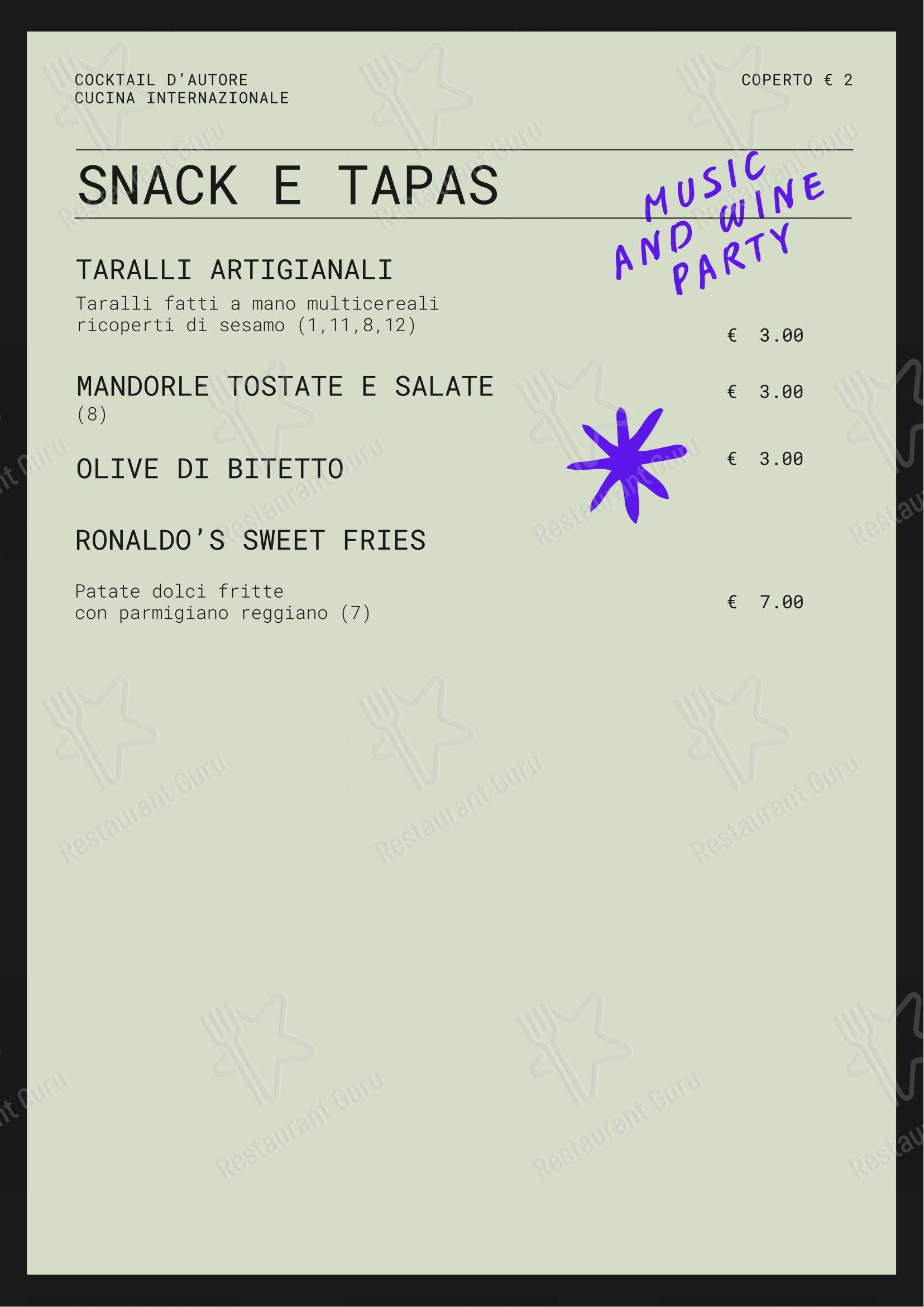 Couch Club in Bari - Menu