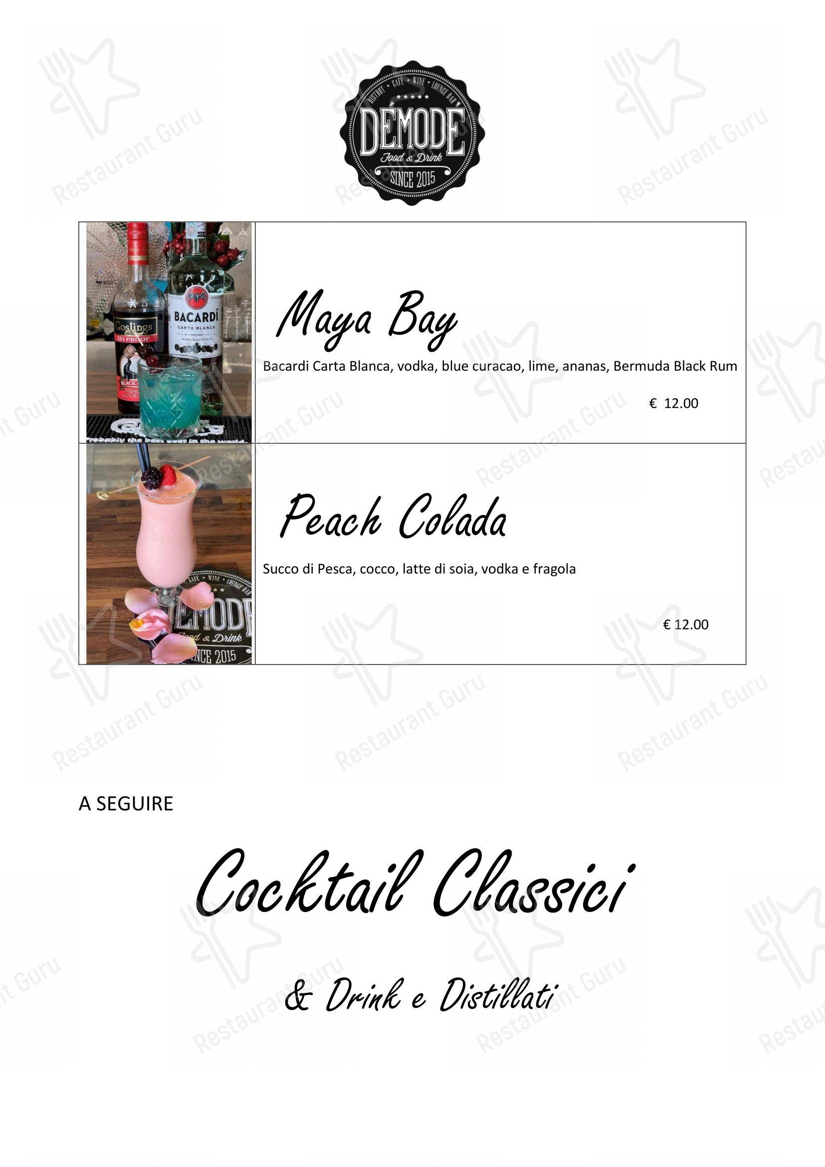 Menu per Démodé in Roma