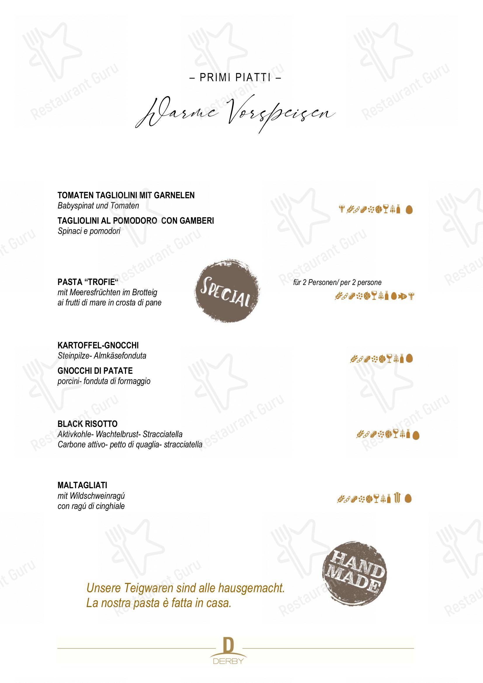 Menu di Derby - Menu