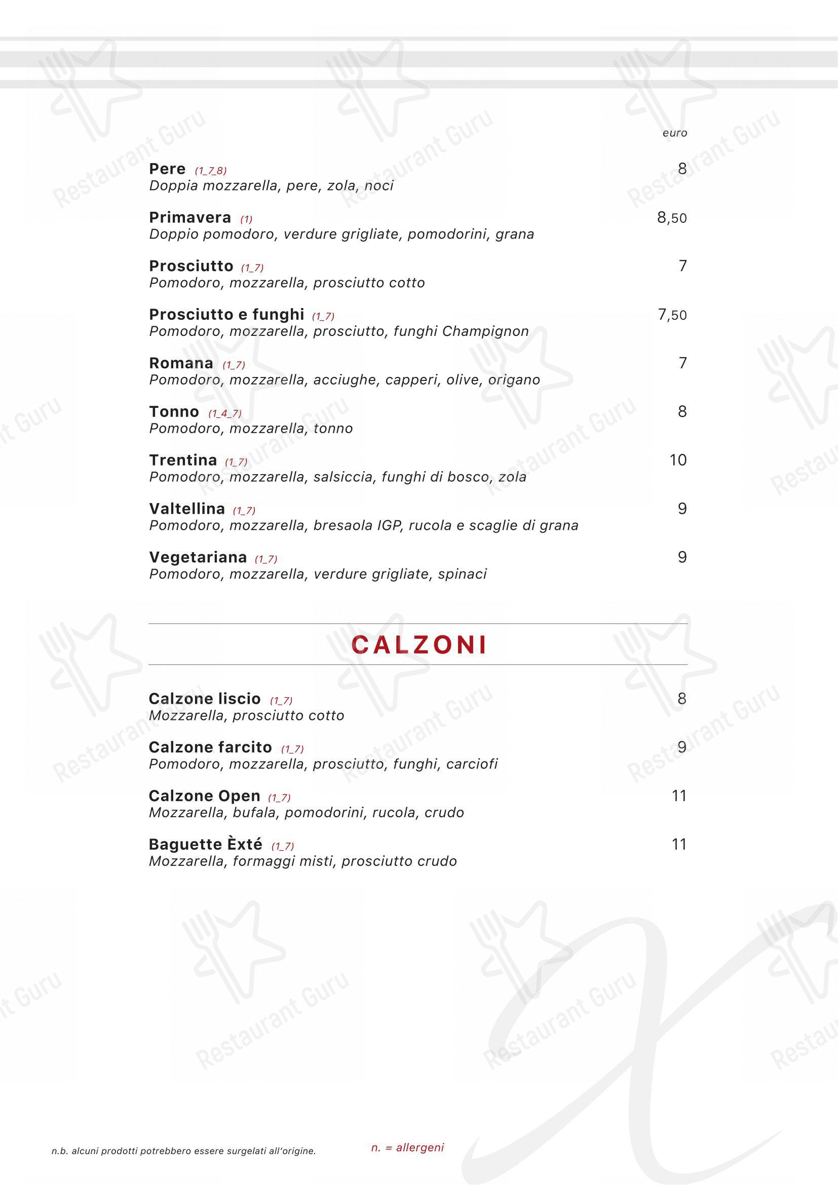 Menu per Extè in Zanica