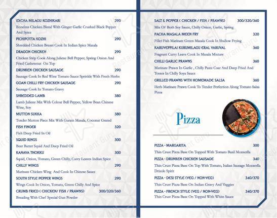 Float Gastro Pub in Puducherry - Menu bar