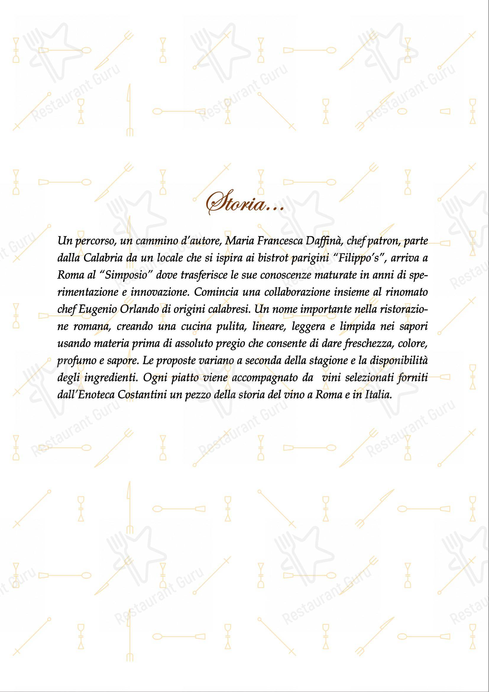 Menu di Il Simposio Ristorante Wine Bar Roma - Menu bar