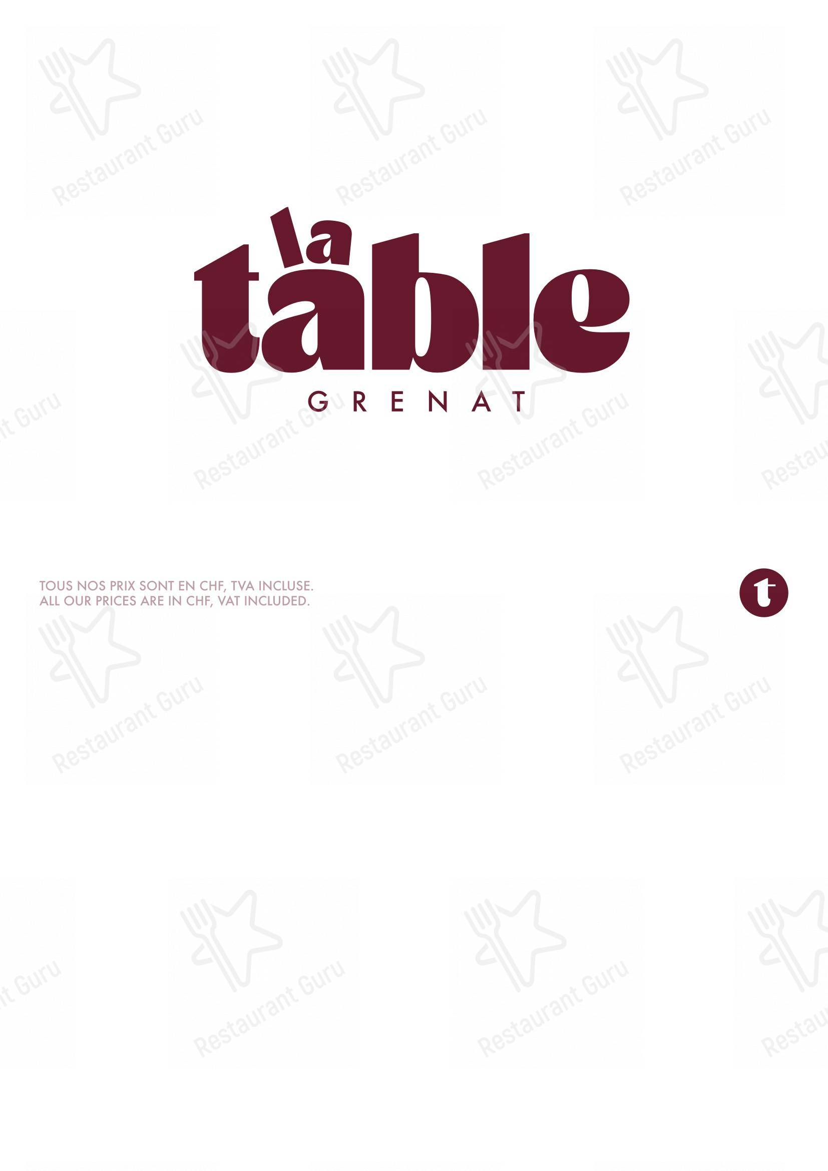 菜单 per La Table Grenat in Lancy