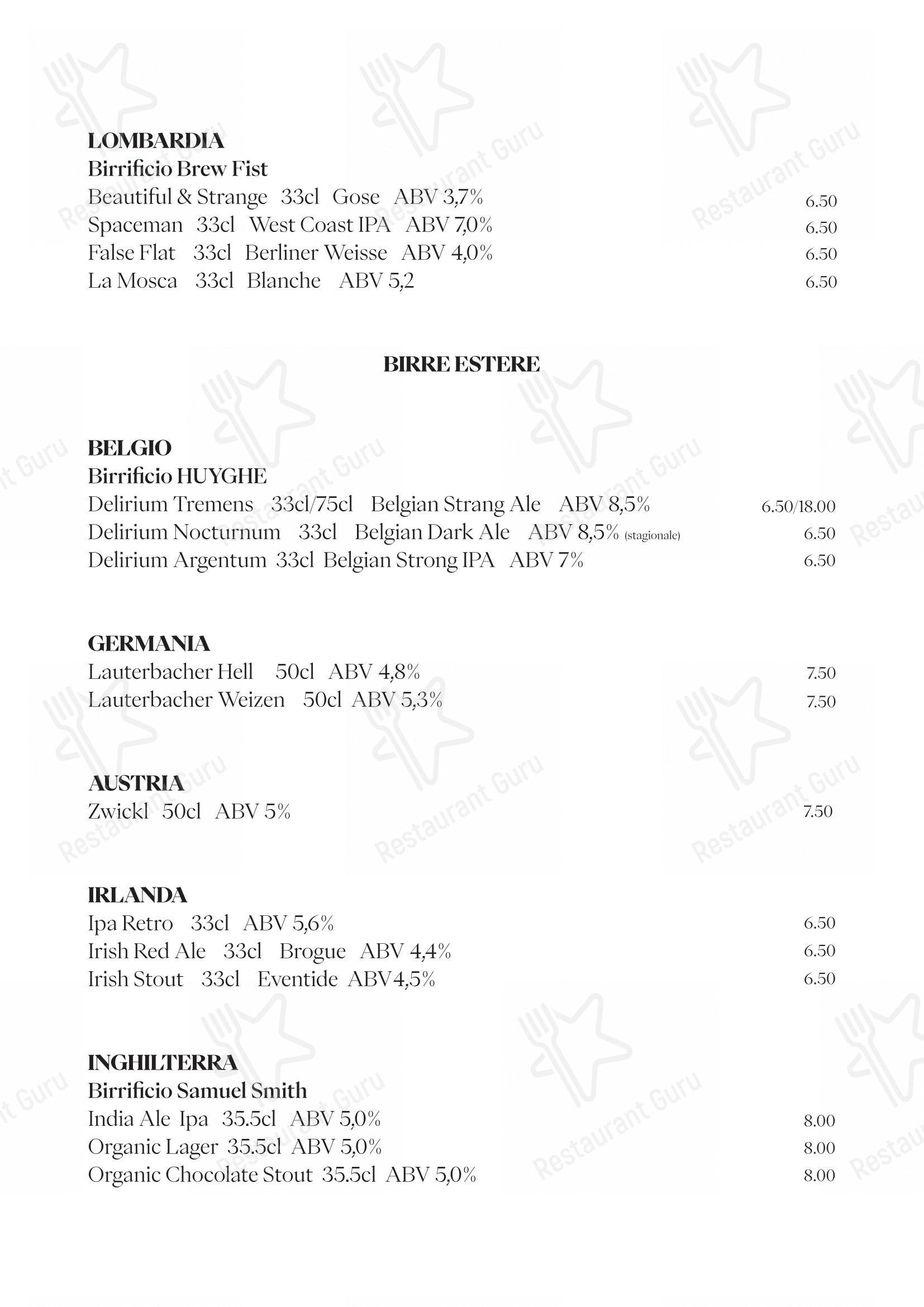 Lanterna Pizzeria & Brew Pub in Montagnaga - Menu
