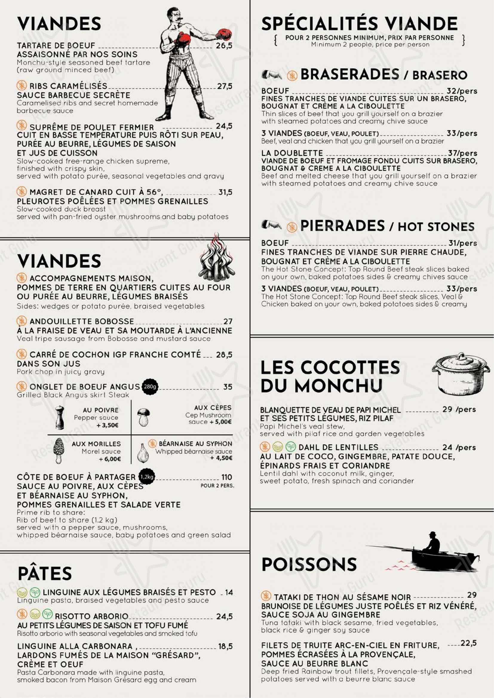 Menu pour Le Monchu - Menu