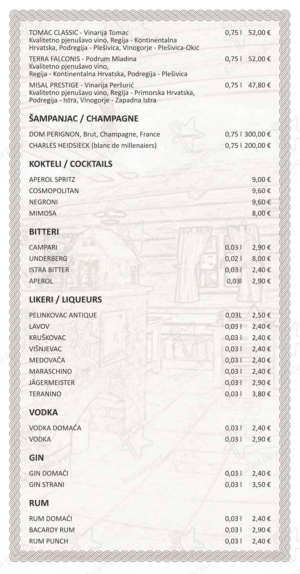 Menu pour Lička kuća Restaurant - Plitvice Lakes - 菜单