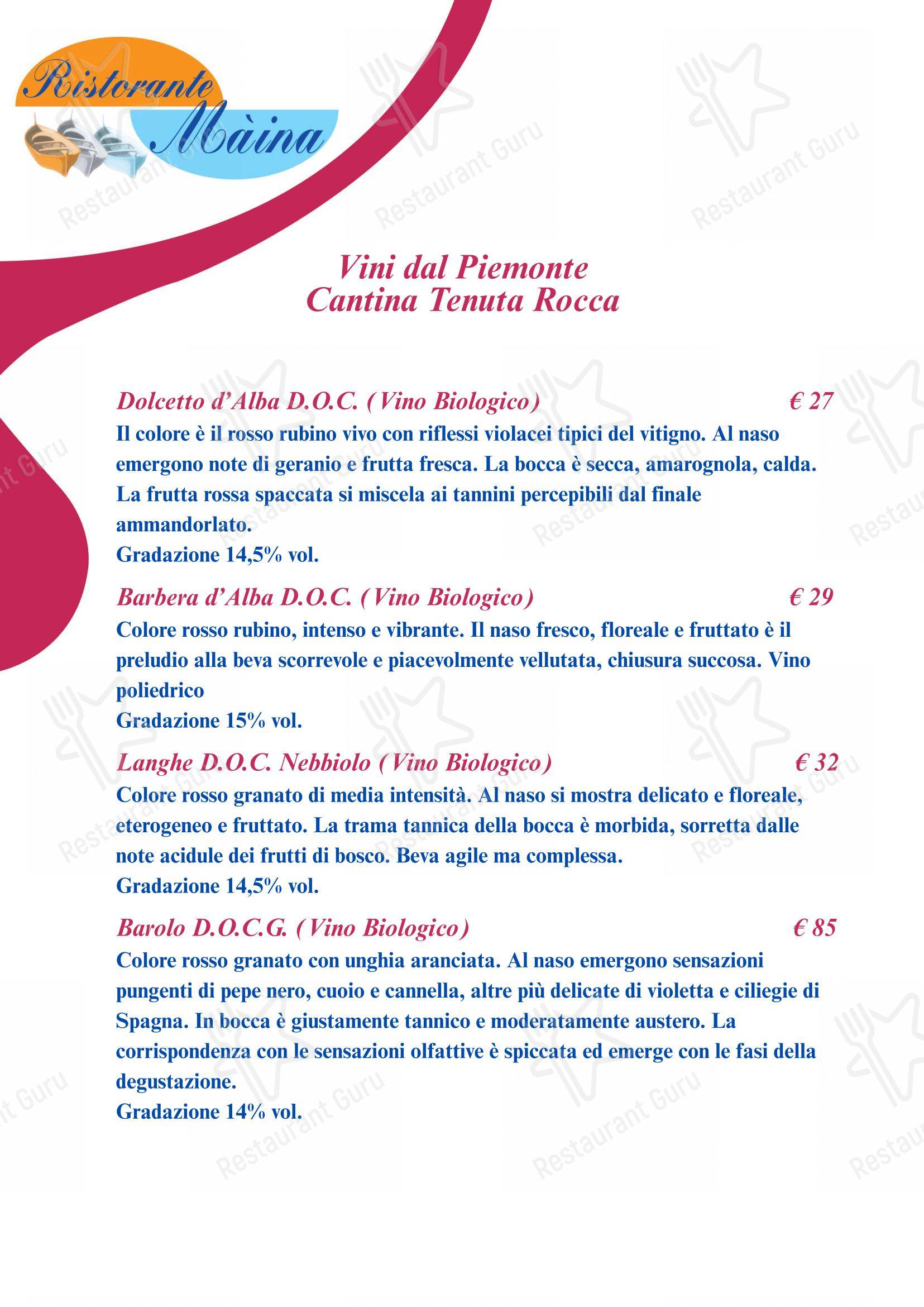 菜单 per Bagni Olimpia - Ristorante Maina ristorante