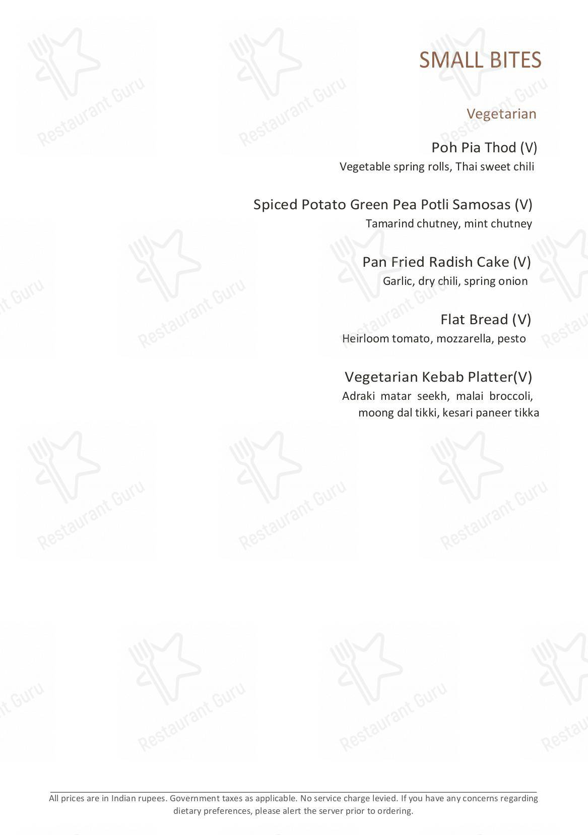 Menu for Megu Restaurant in New Delhi