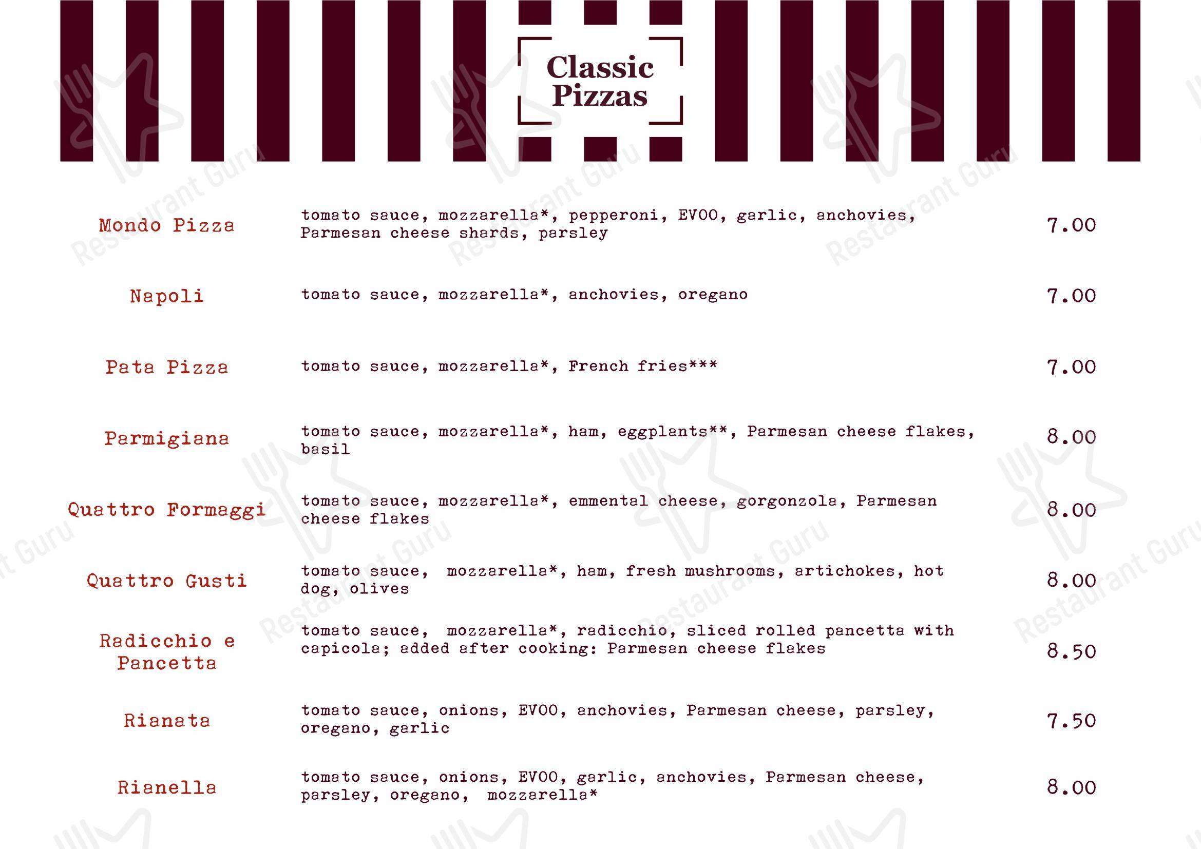 Mondo Pizza in Marsala - Menu