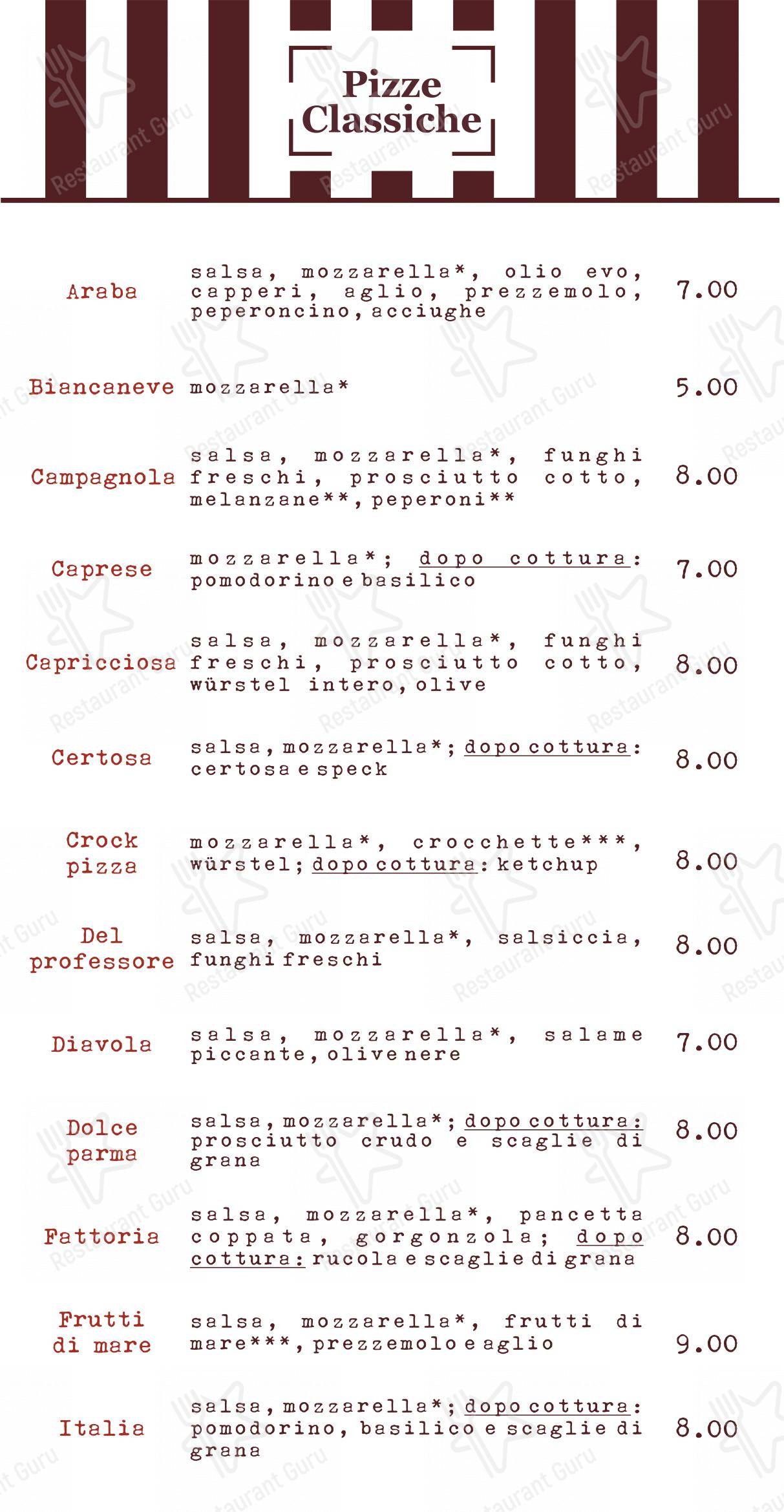 Menu bar per Mondo Pizza in Marsala