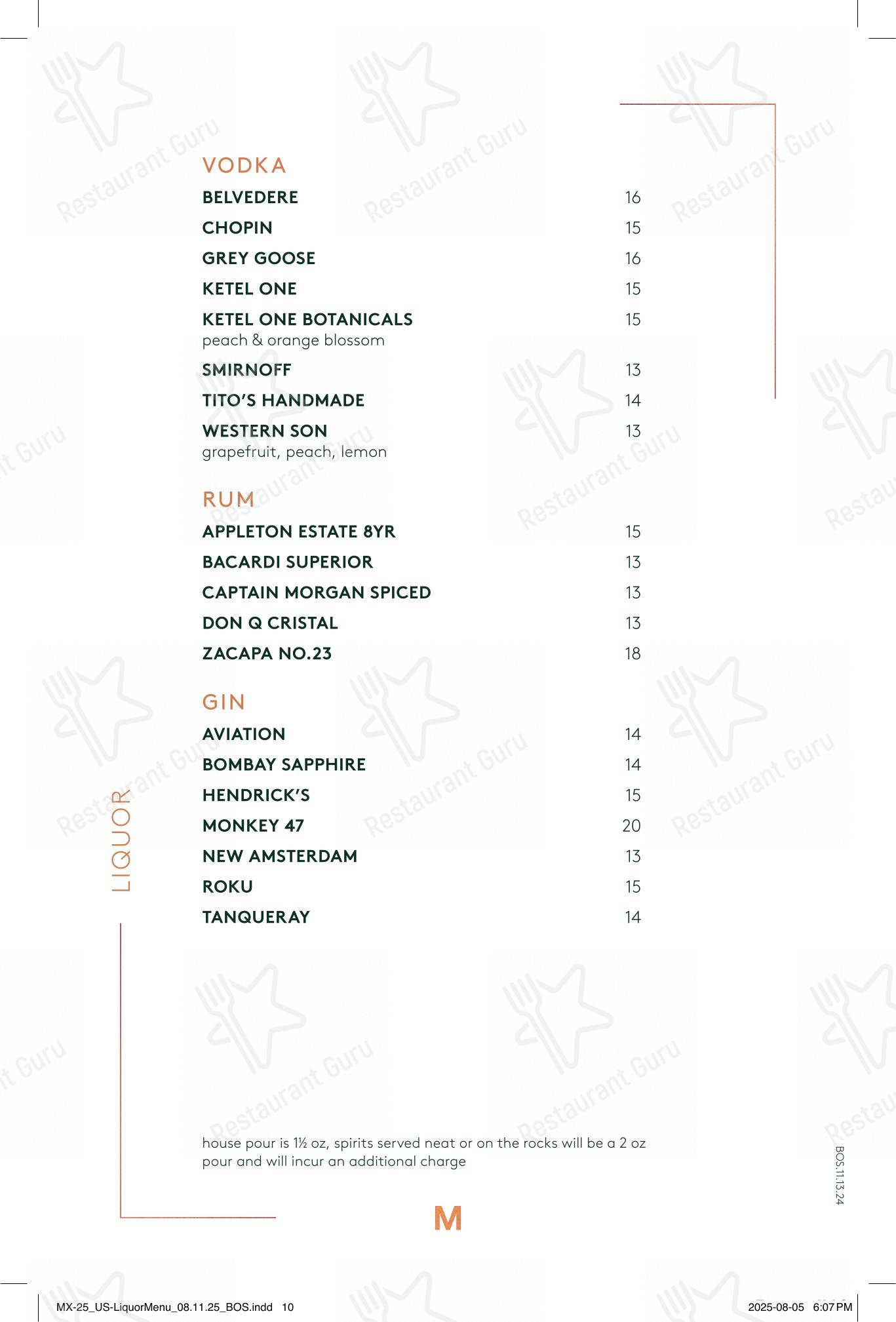 Menu bar pour Moxies Polo Park Restaurant dans Winnipeg