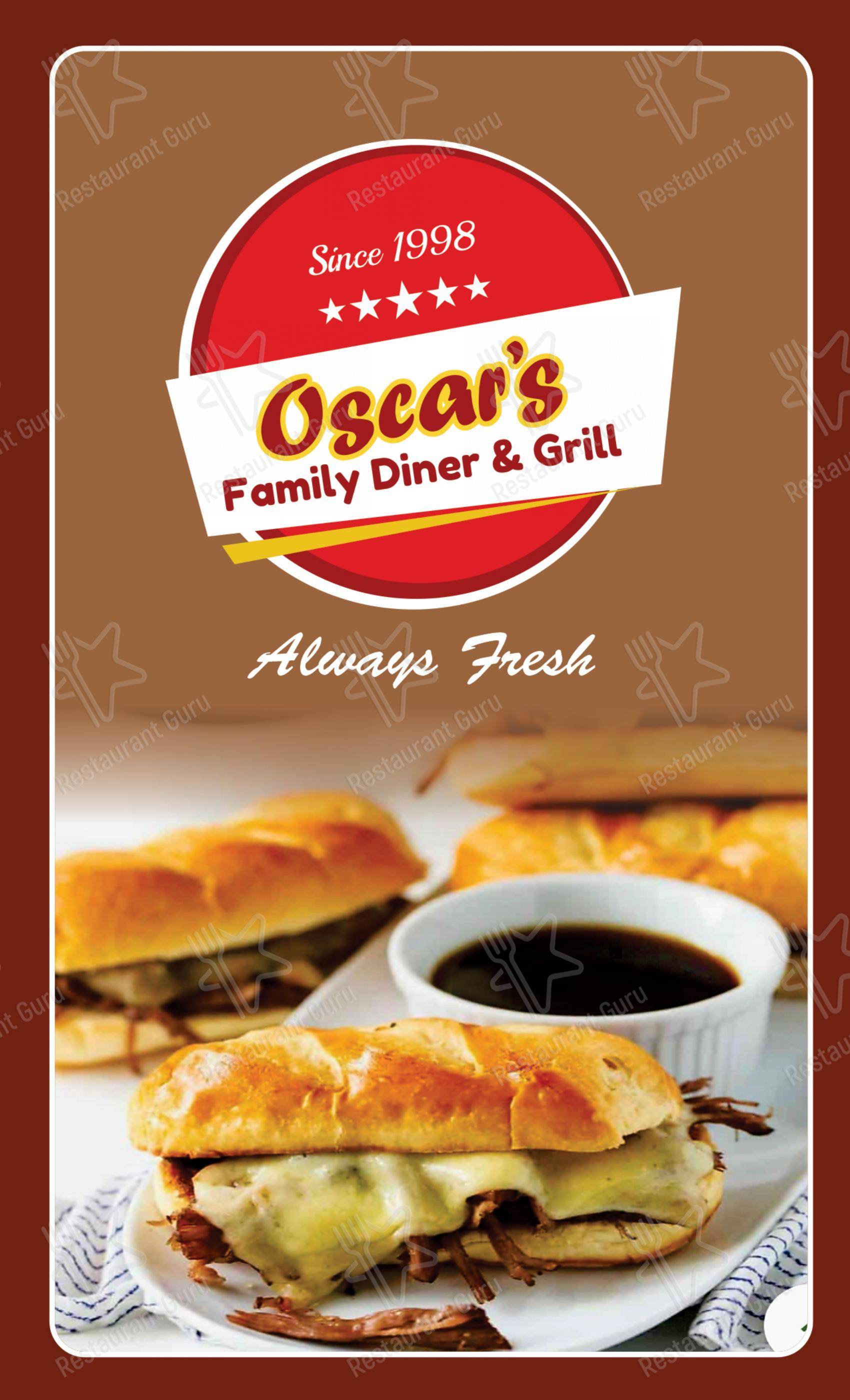 Menu pour Oscar's Family Diner & Grill - Menu bar