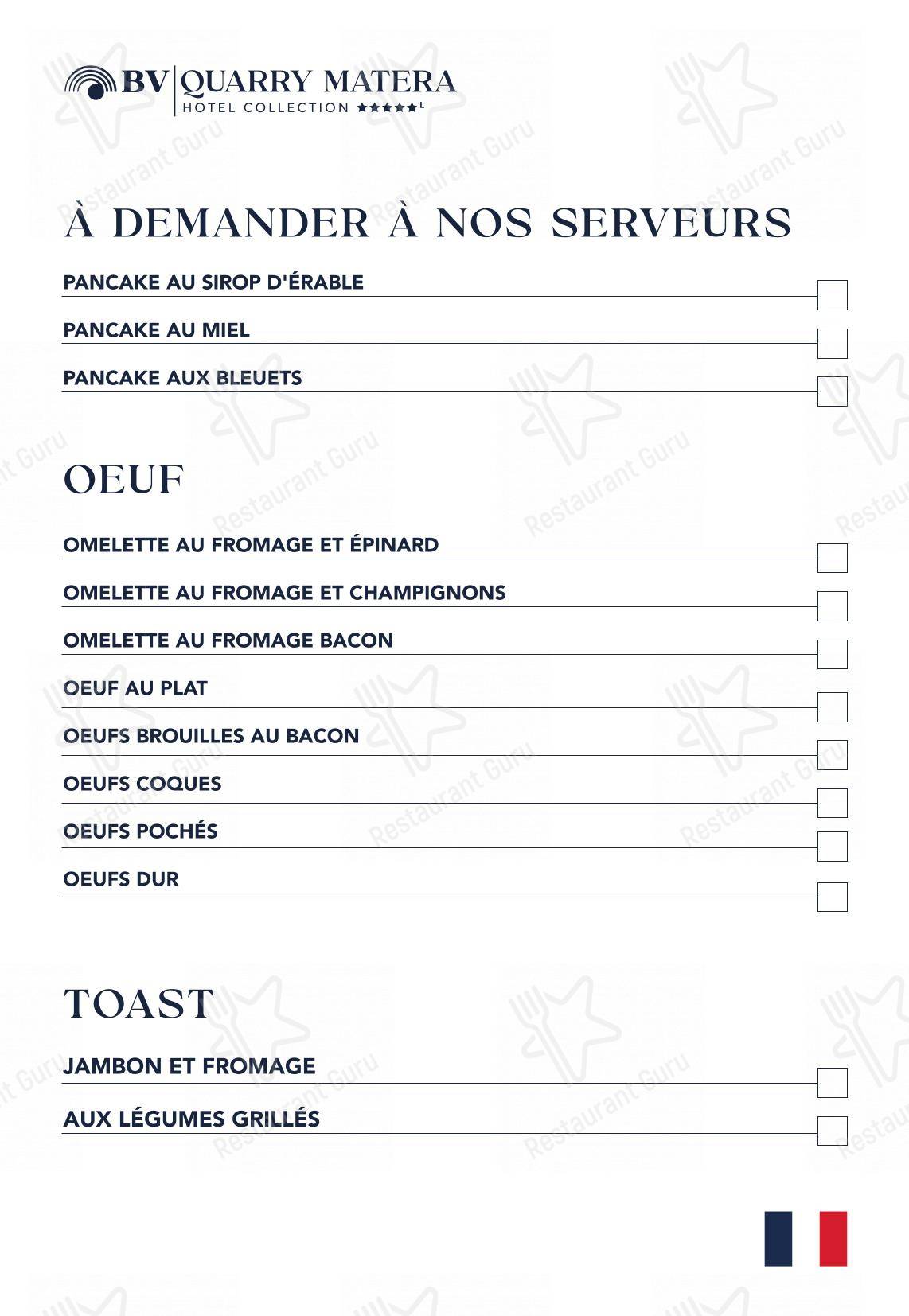 Dinner Menu per BV Quarry Rooftop Terrace Matera - Restaurant Garden Inn pub & bar