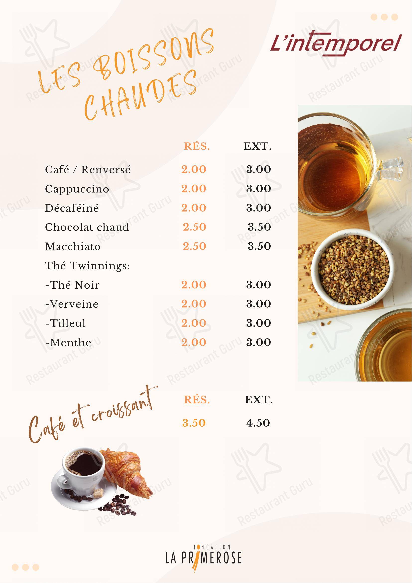 Menu di Restaurant l'Intemporel - 菜单