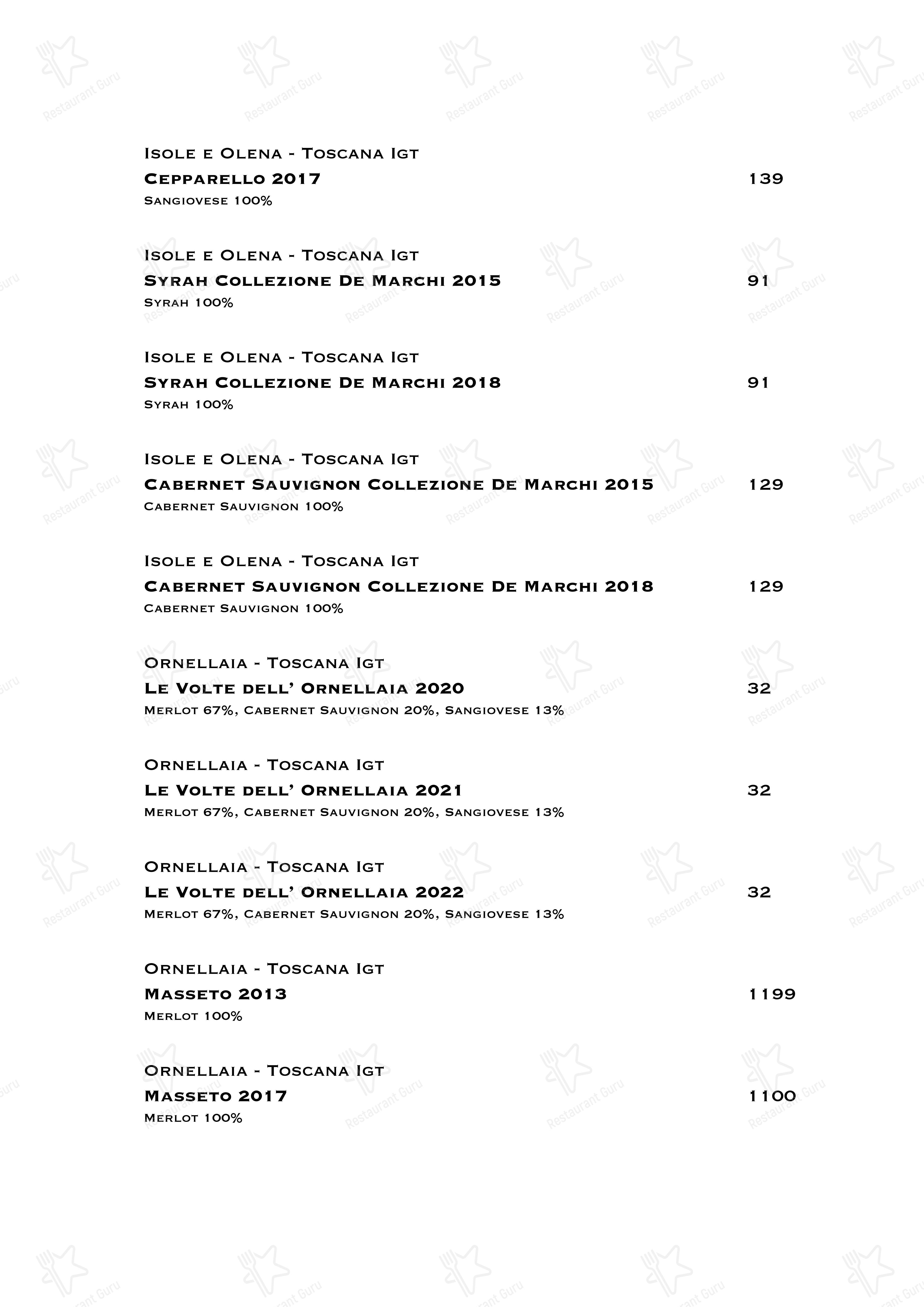 Dinner Menu per Ristorante Boccon DiVino in Gallarate