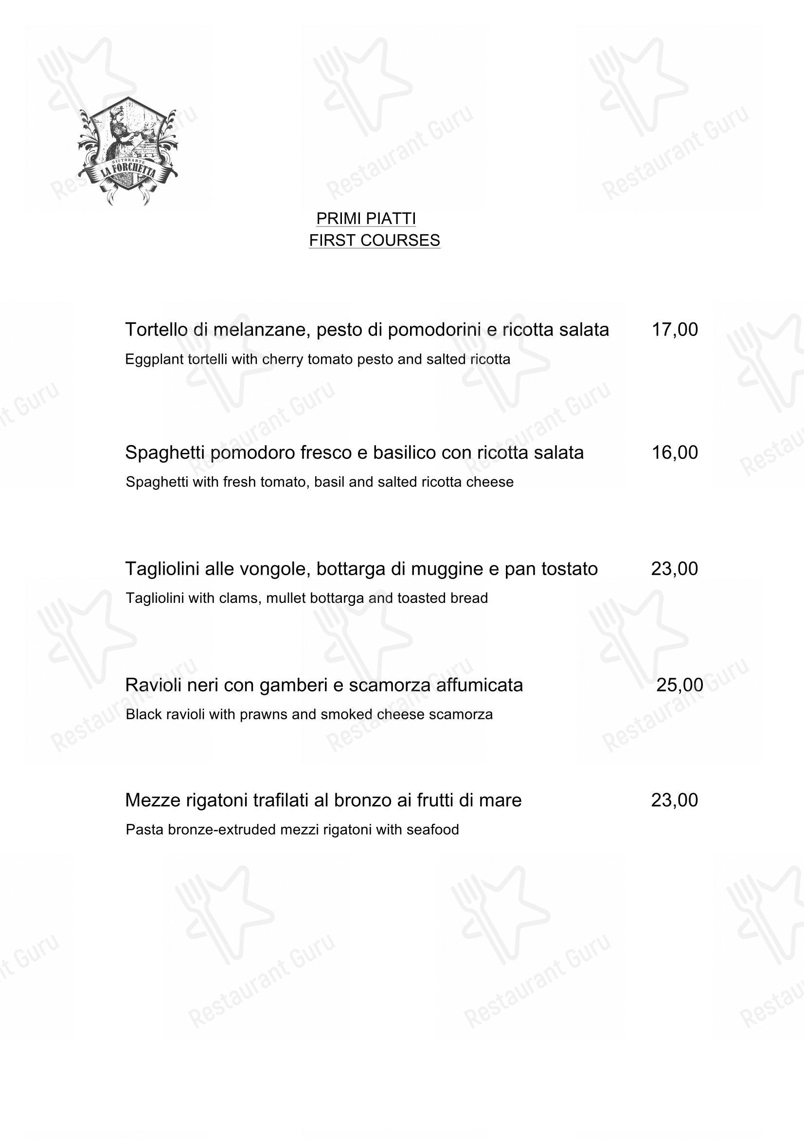 Menu di Ristorante La Forchetta Parma - Menu