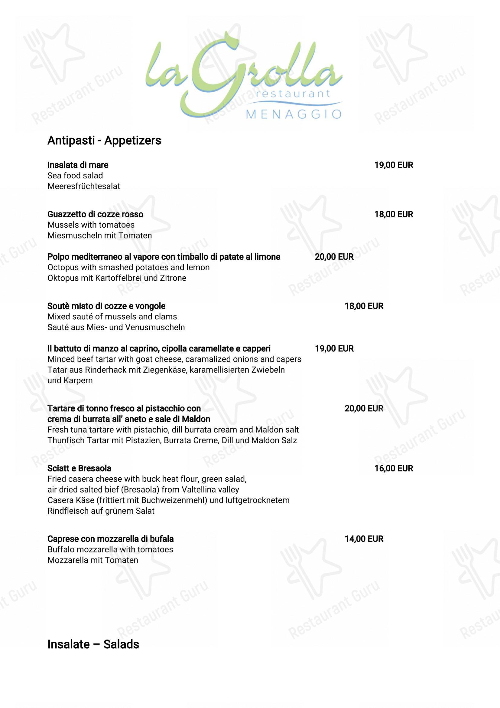 Ristorante La Grolla Menaggio in Menaggio - 菜单