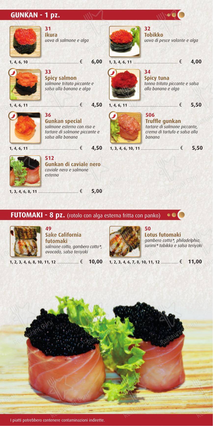 Menu per Ristorante Lotus ristorante