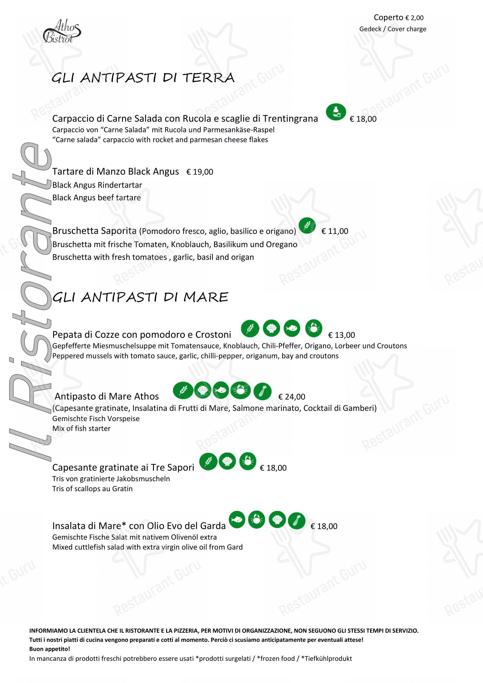 Menu per Ristorante Pizzeria La Villa in Nago-torbole