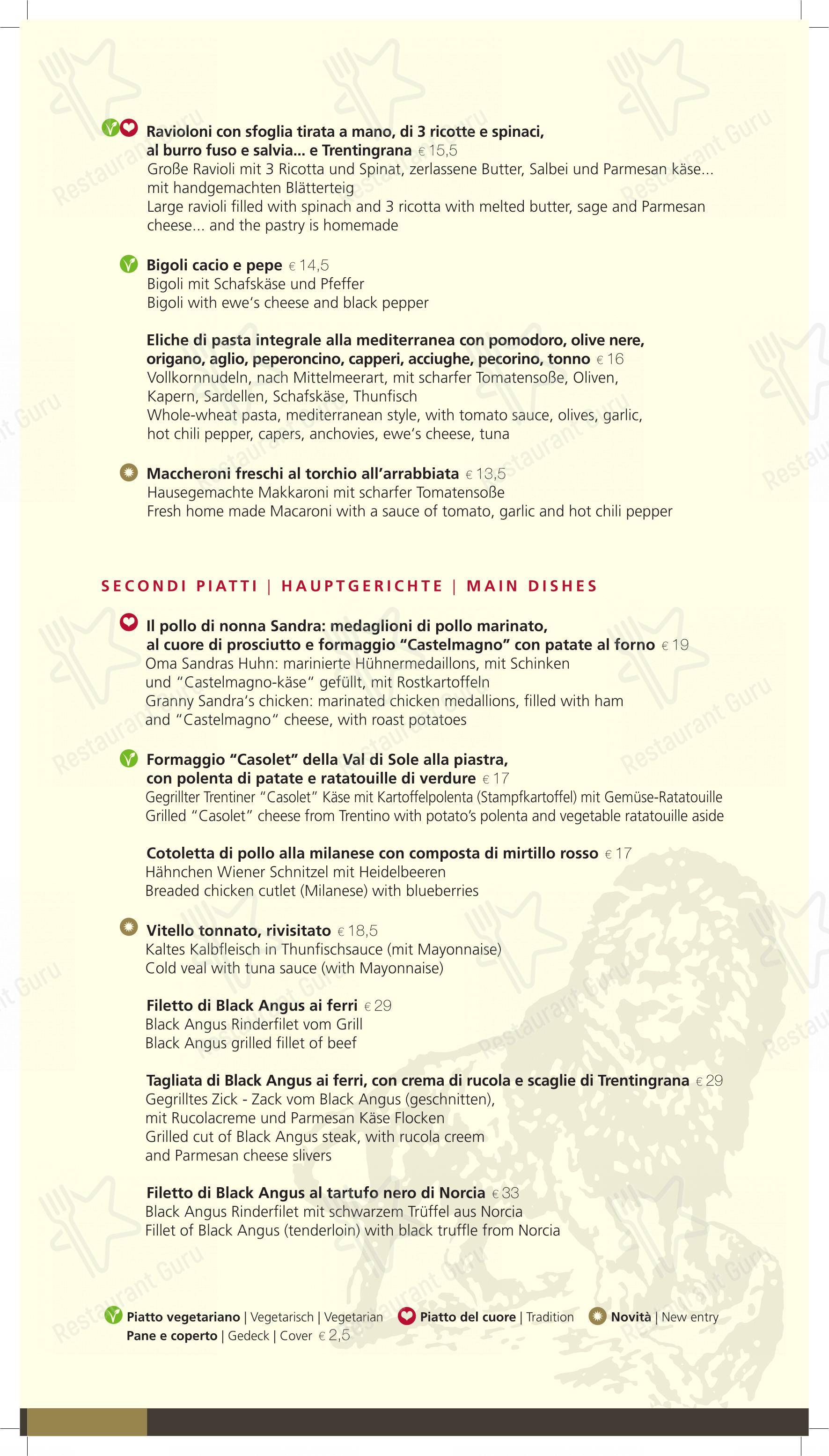 Menu di Ristorante Pizzeria Leon D'oro Riva - Menu