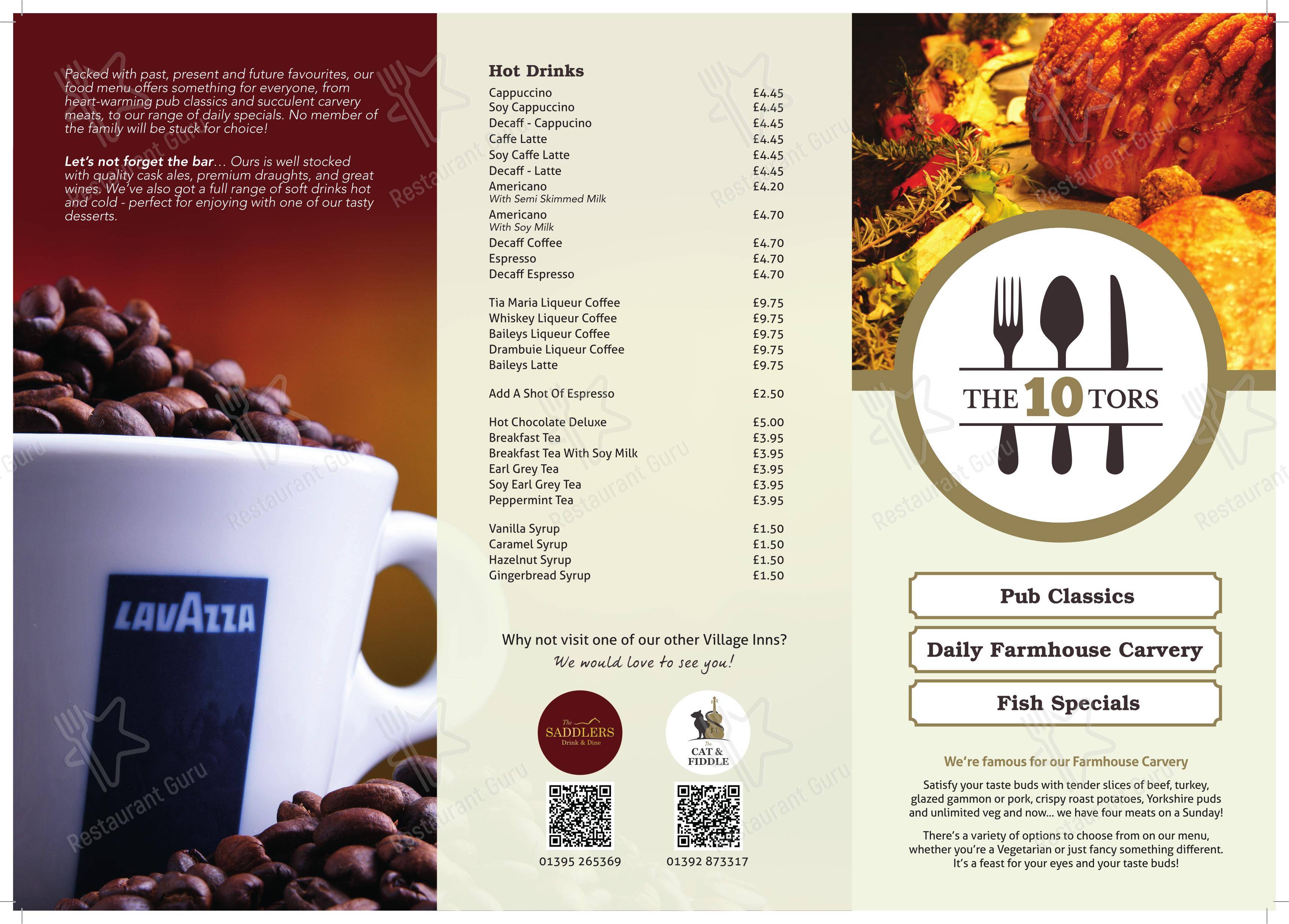 Menu at Ten Tors Inn pub & bar, Newton Abbot
