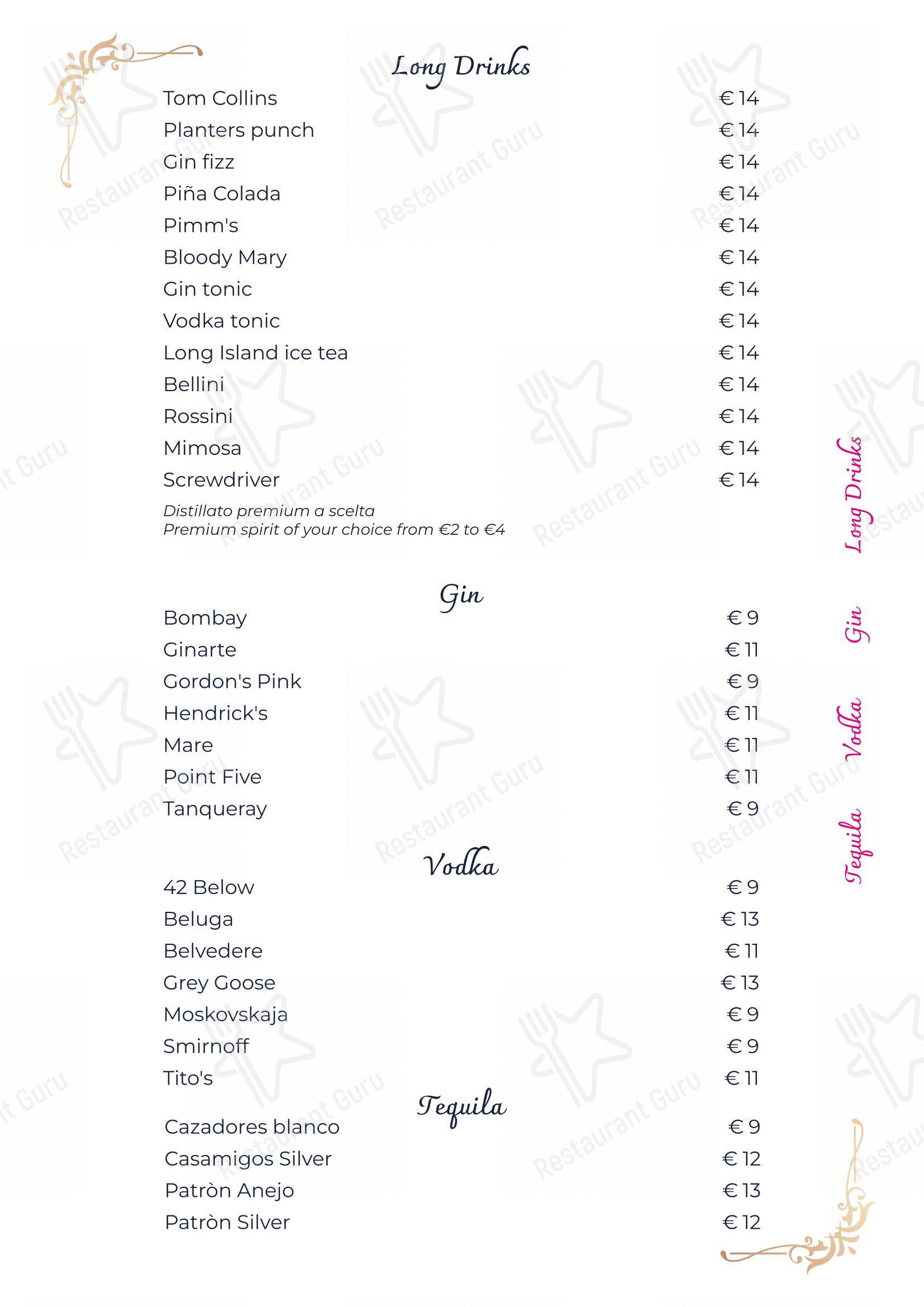 Terrazza Flavia in Roma - Menu bar