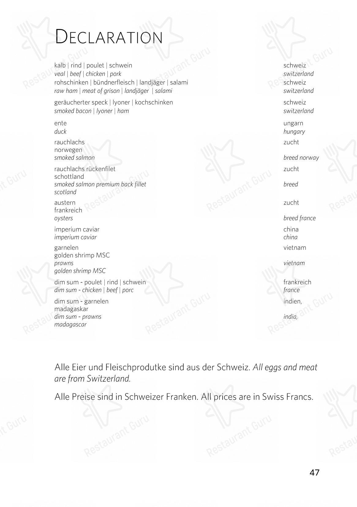 Menu di The Japanese at Gütsch on 2400 m - Menu