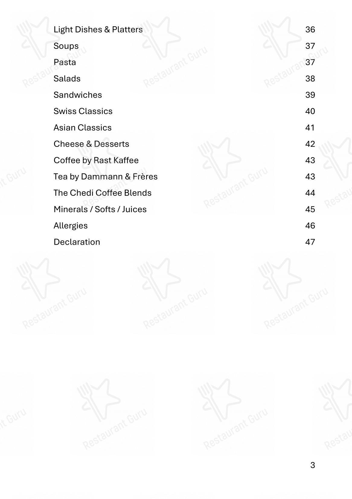 Menu per The Japanese at Gütsch on 2400 m in Andermatt