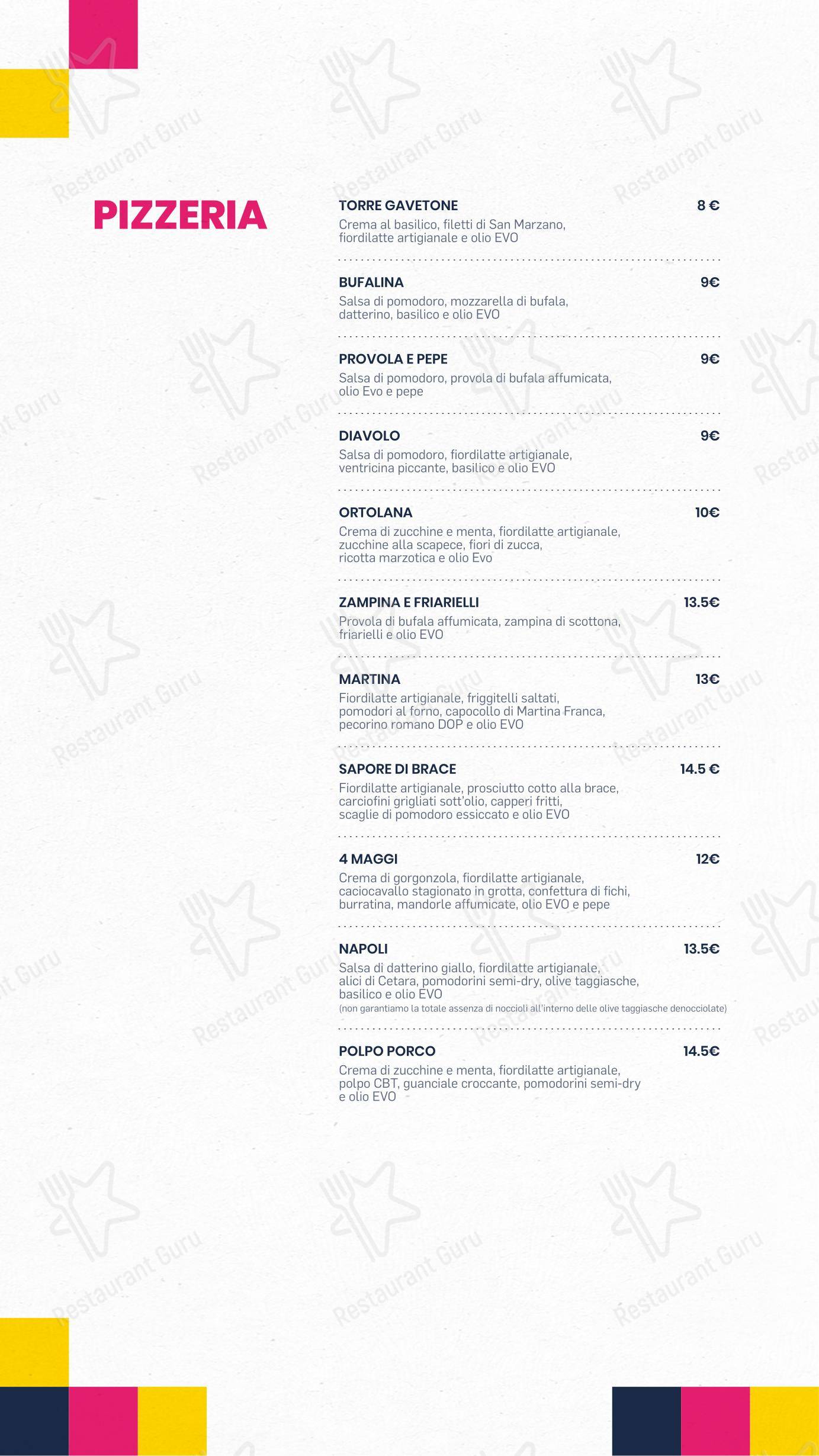 Menu di Torre Gavetone - Menu