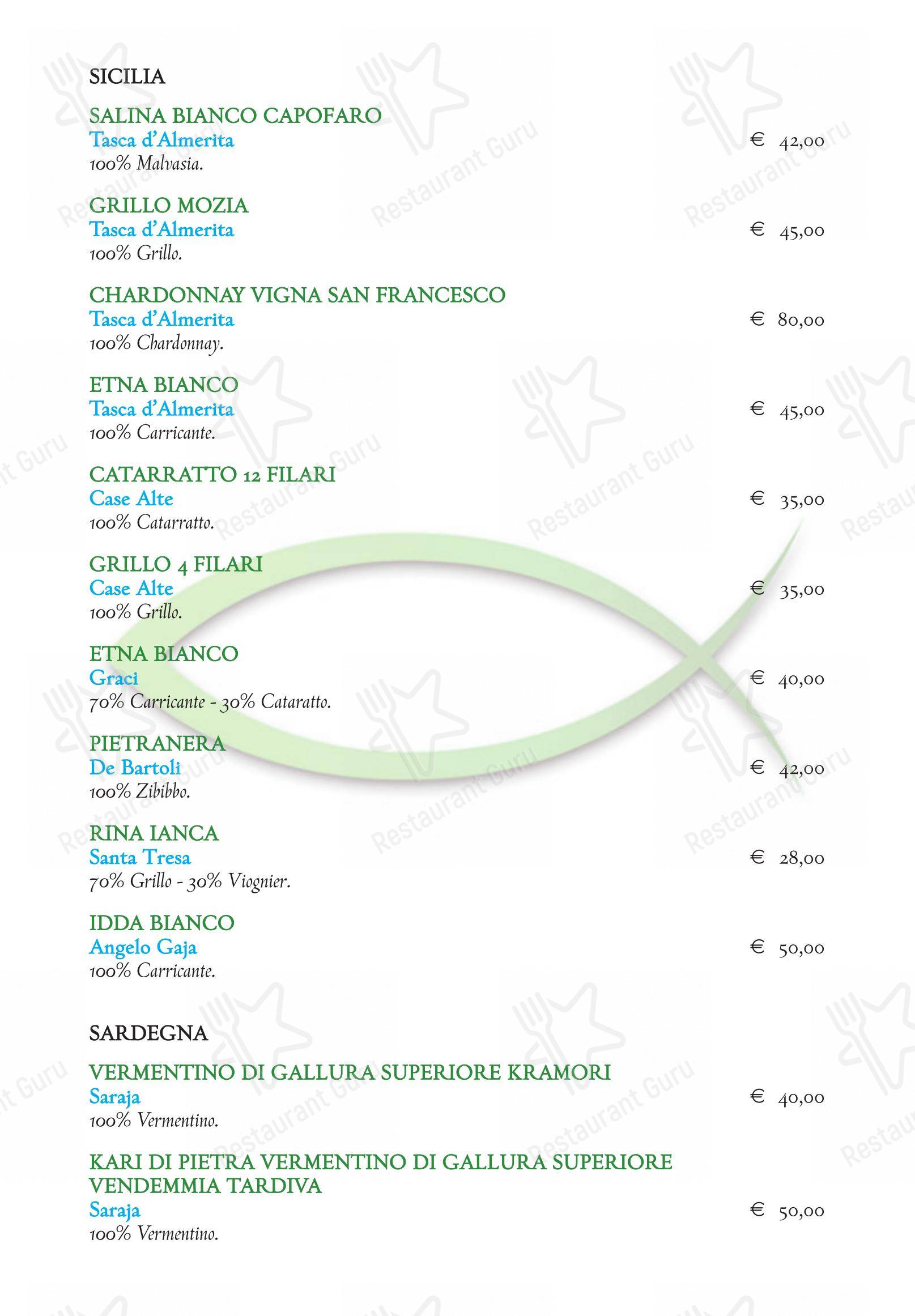 Menu bar per Trattoria del Pesce in Roma