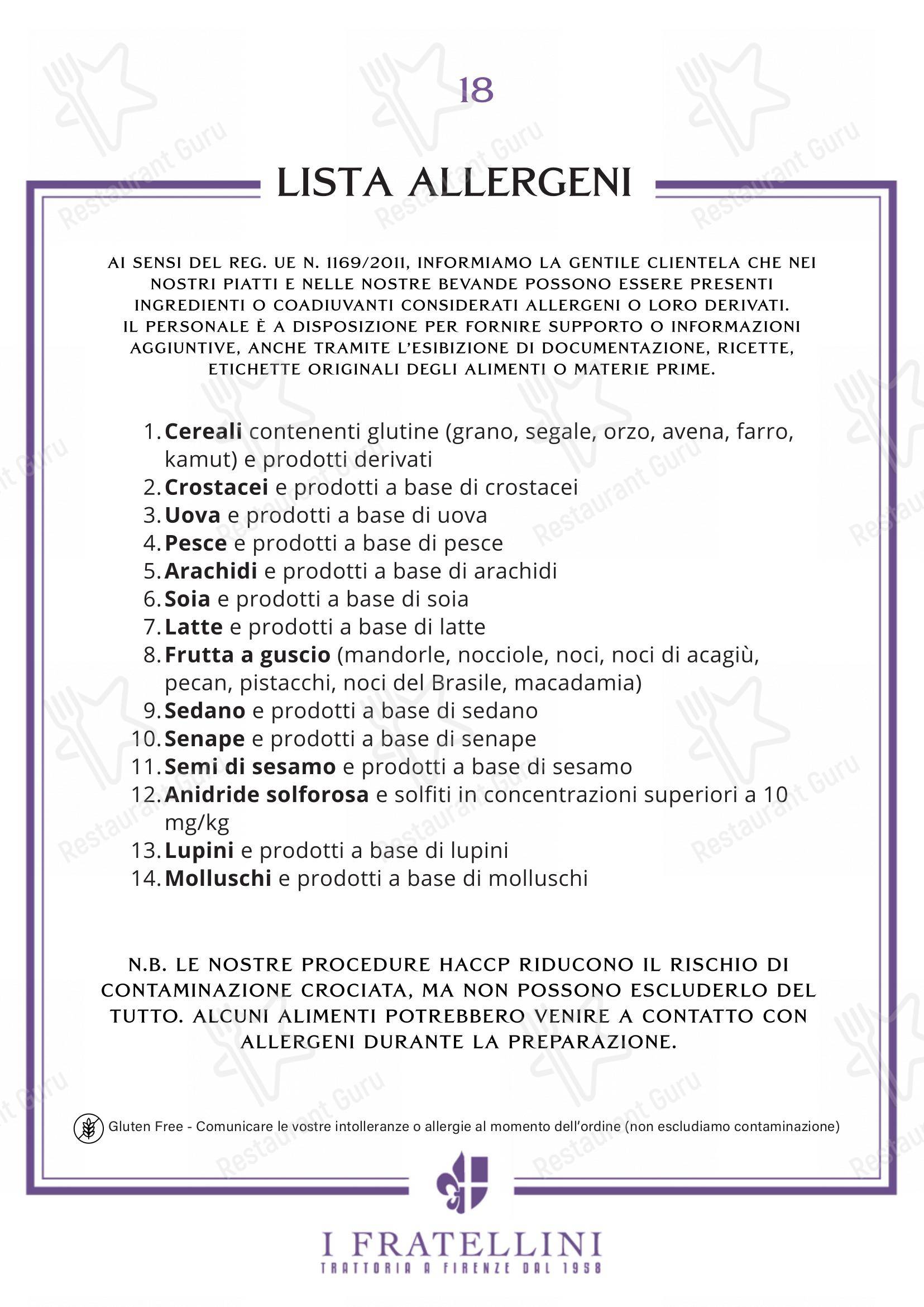 Menu per Trattoria i Fratellini pub & bar