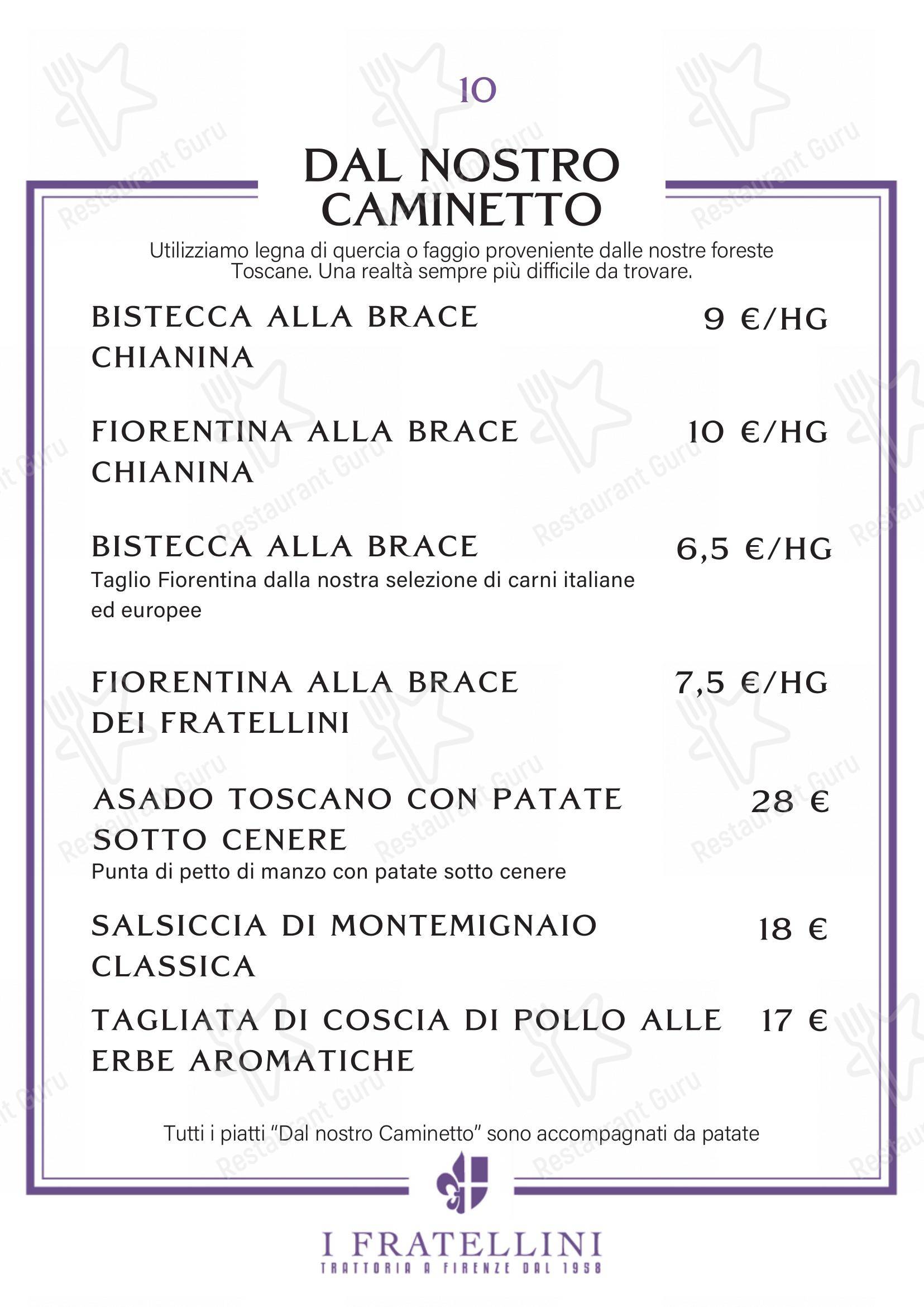 Menu di Trattoria i Fratellini - Menu