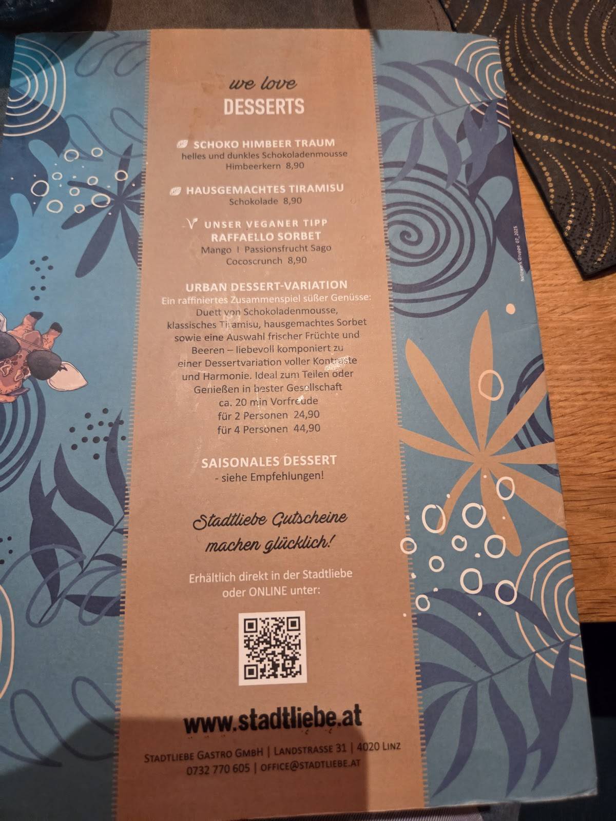Menu de stadtliebe