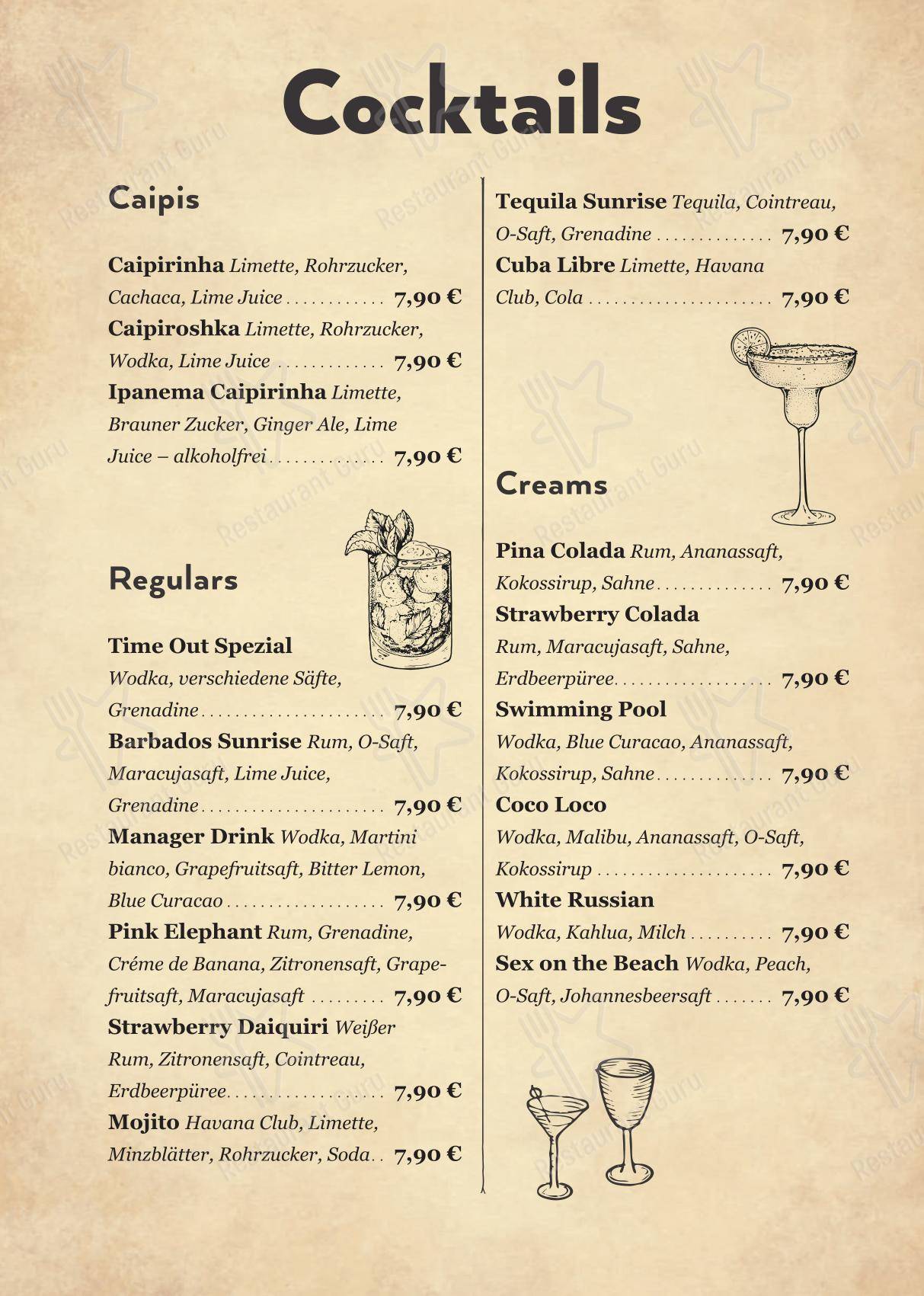 Menu pour time out - Menu