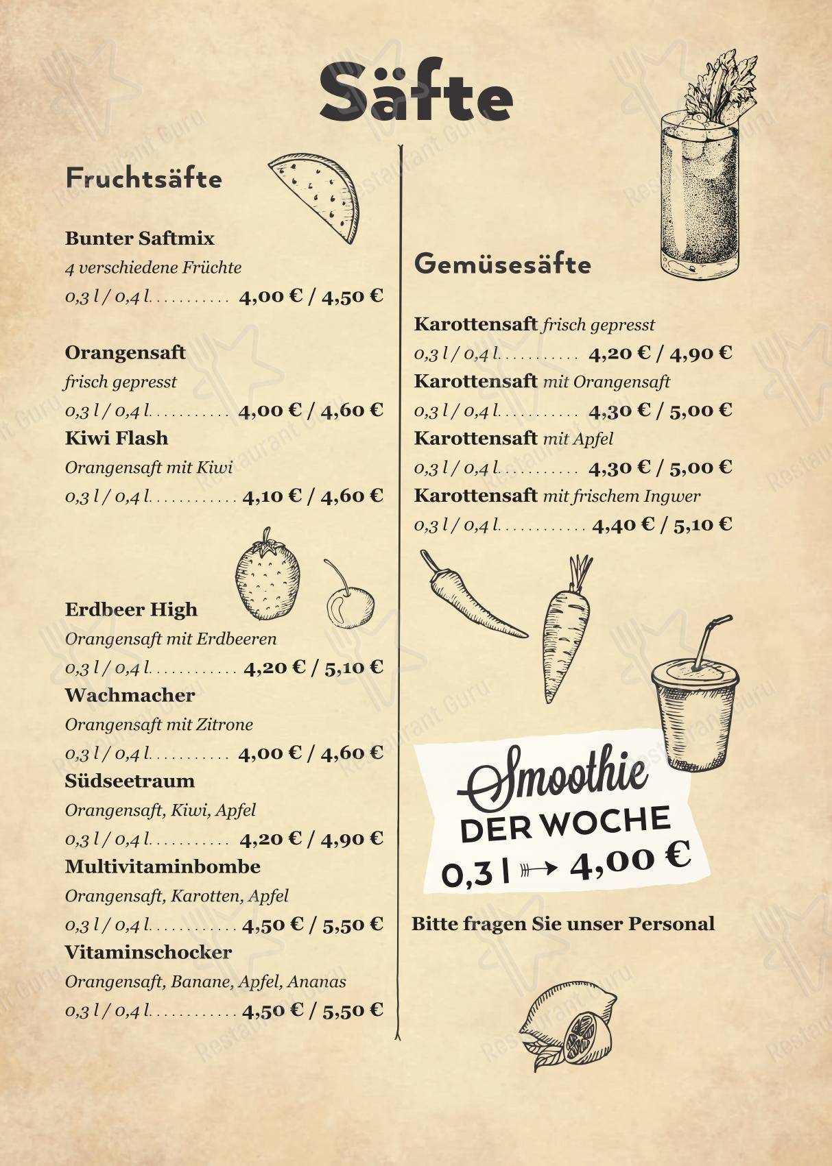 Menu pour time out pub et bar