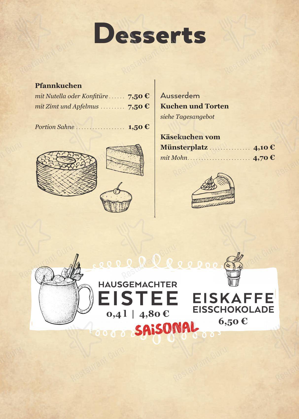 time out dans Fribourg-en-Brisgau - Menu