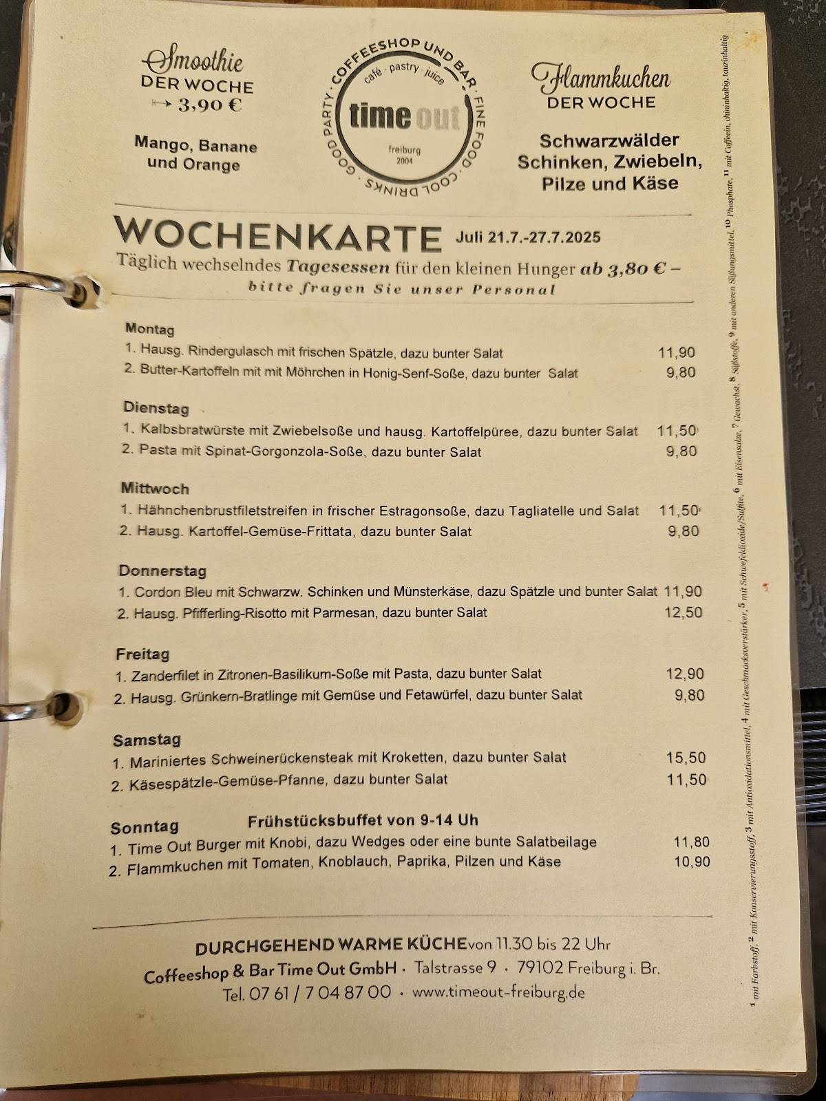 Menu de time out
