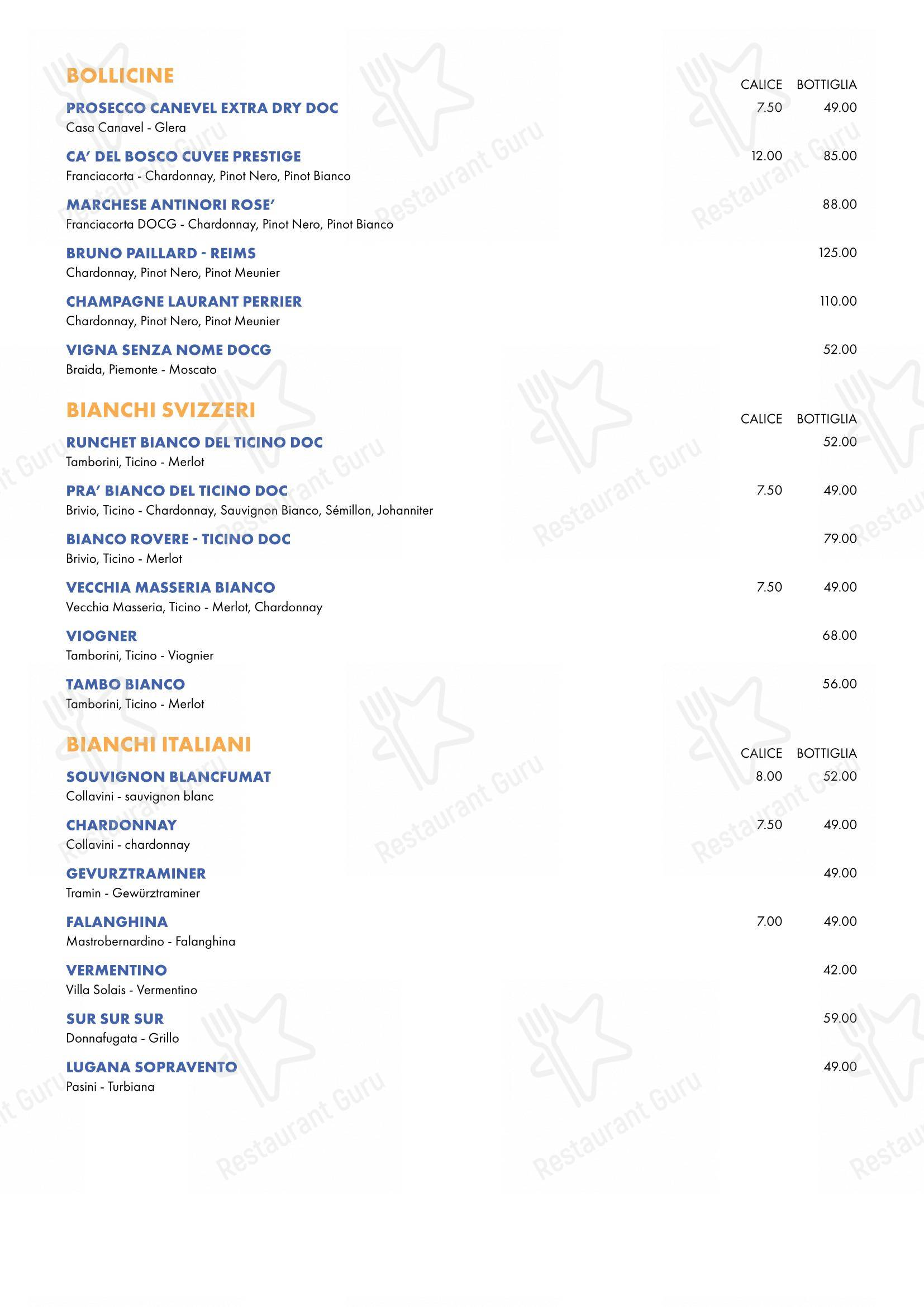 Menu di Ristorante Anacapri Lugano - 菜单