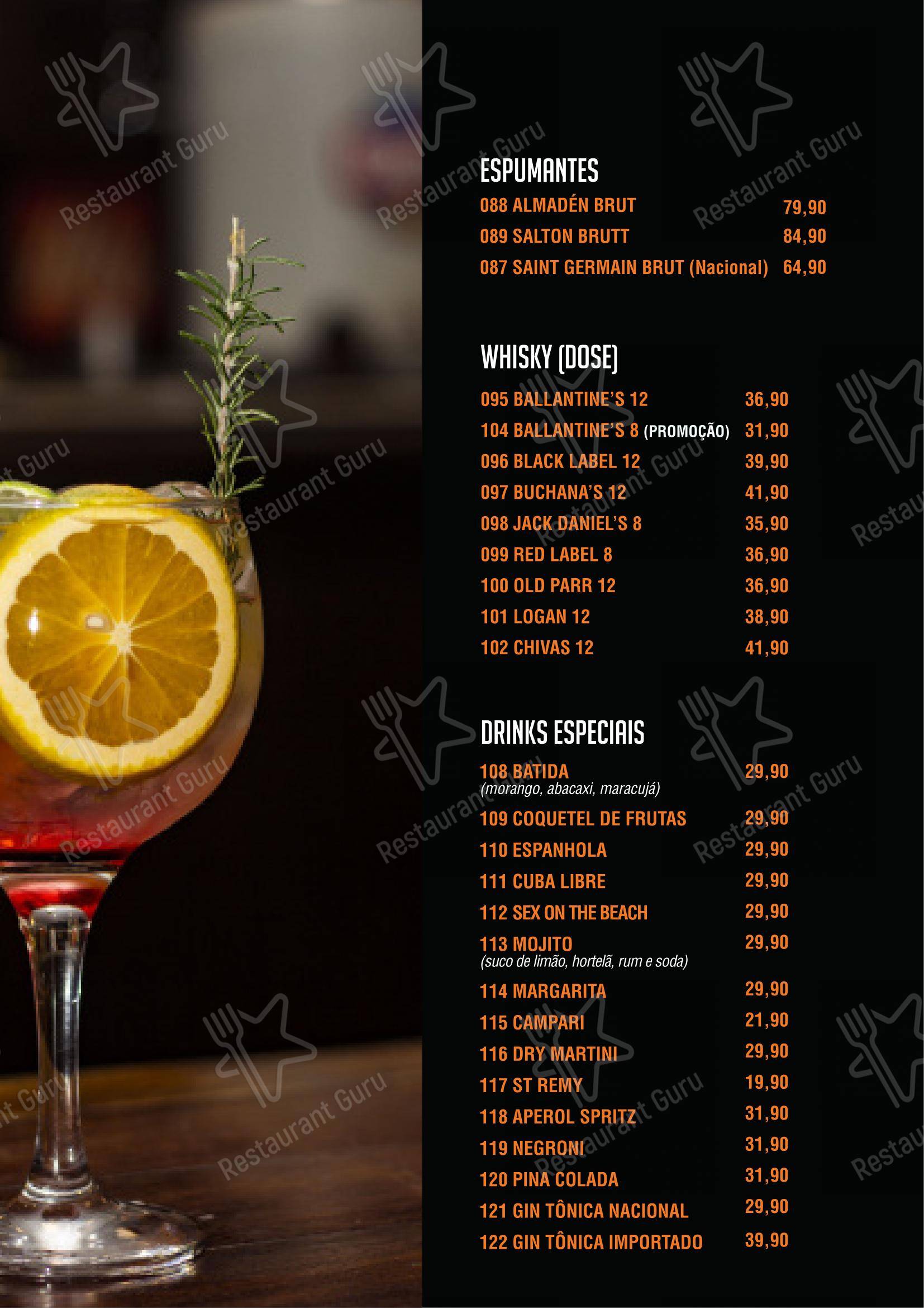Bar do Milton em São Paulo - Menu