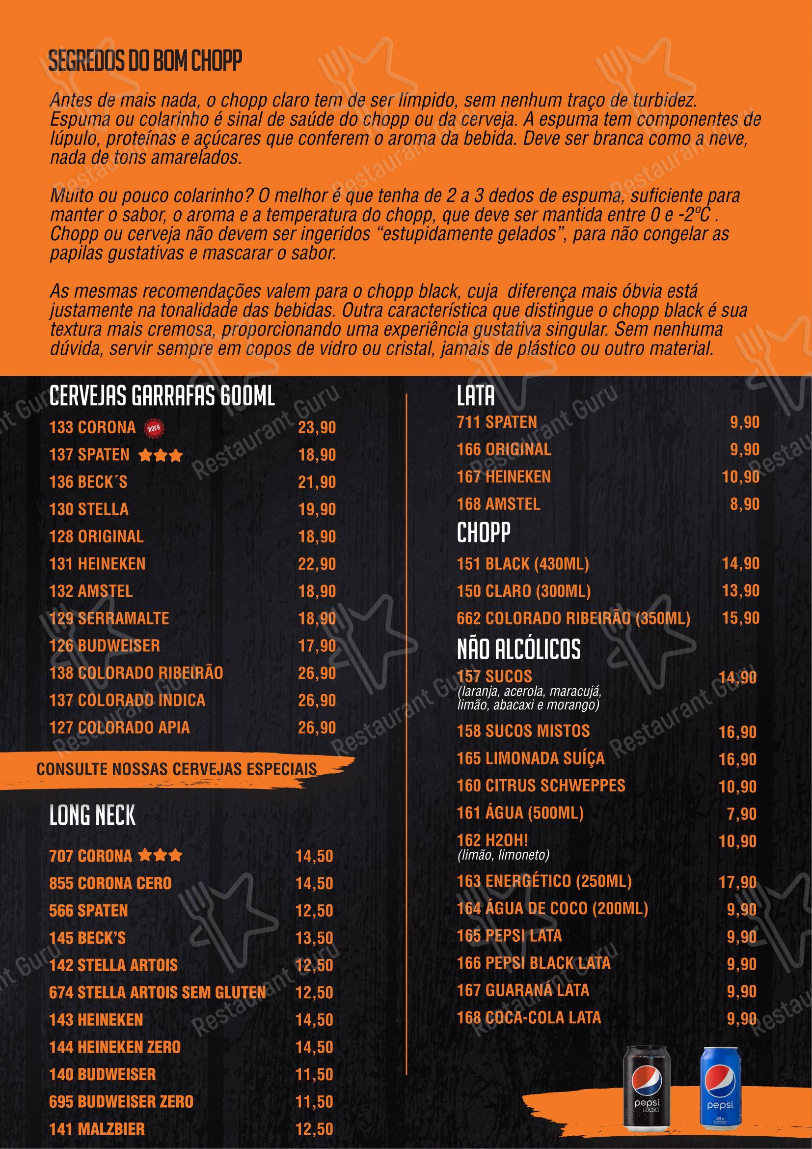 Bar do Milton em São Paulo - Menu