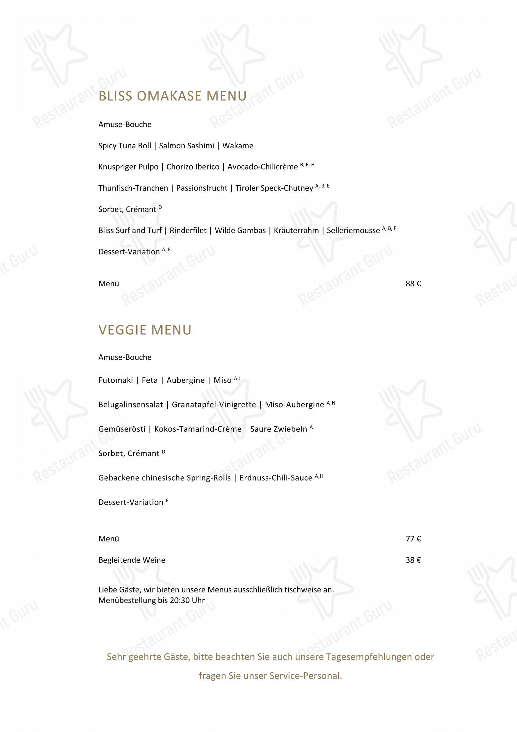 Коктейльная карта pour Bliss - Restaurant und Bar in Essen dans Essen
