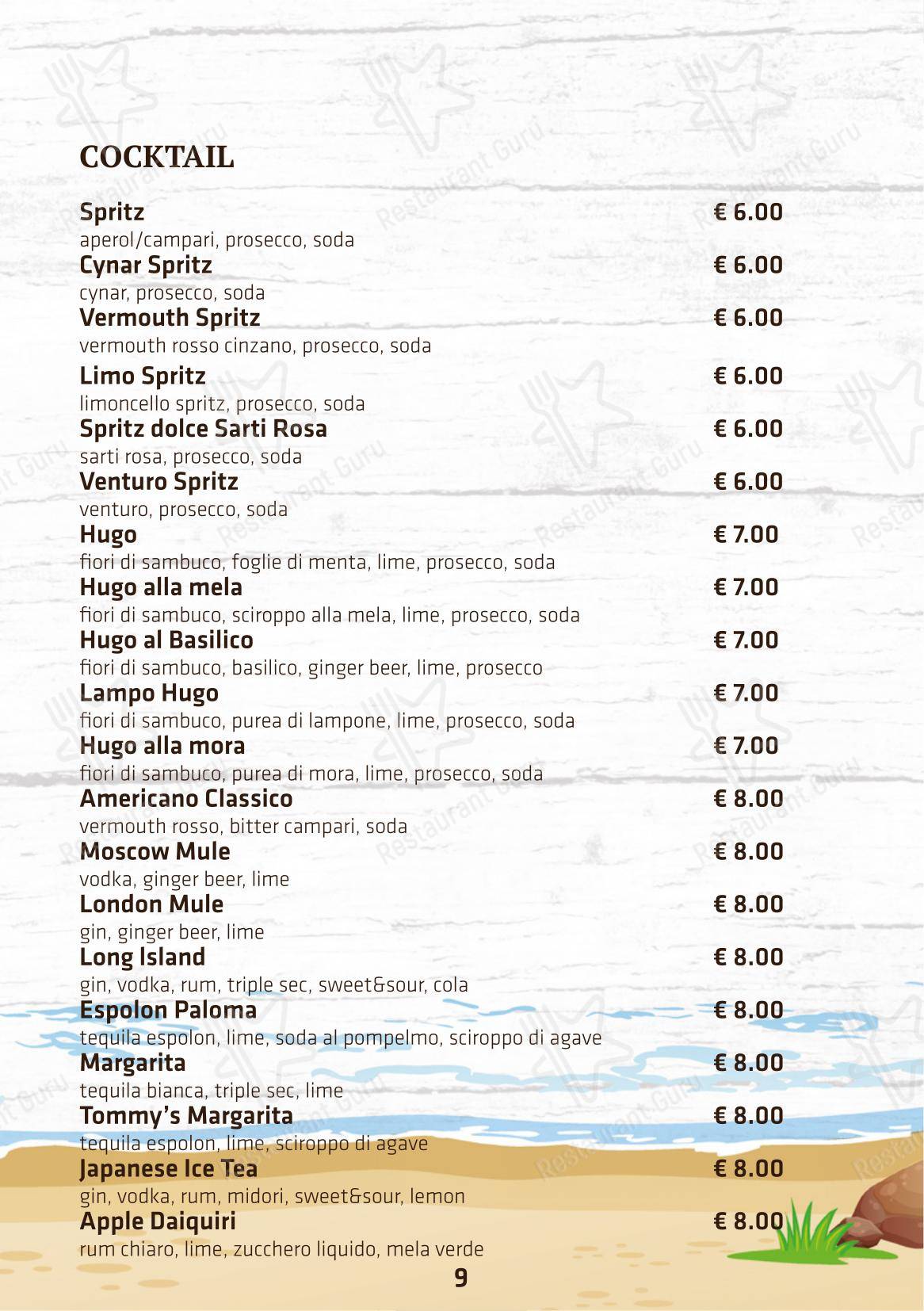Menu per Boomerang Rimini ristorante
