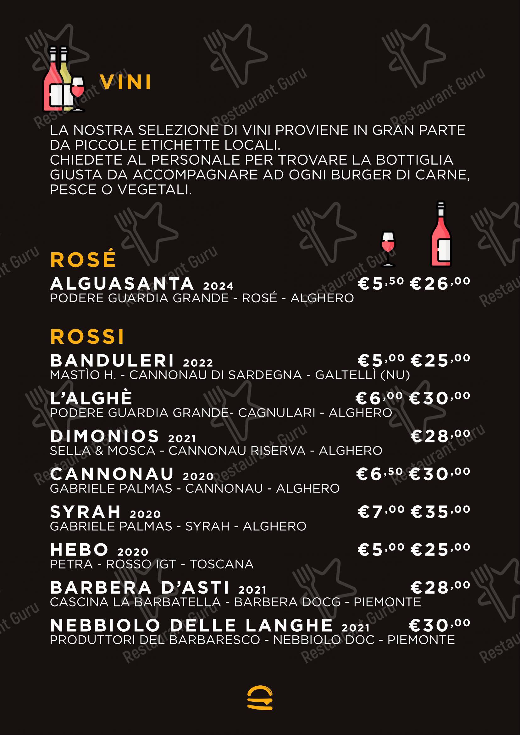 Menu per Buns Homemade Burger ristorante