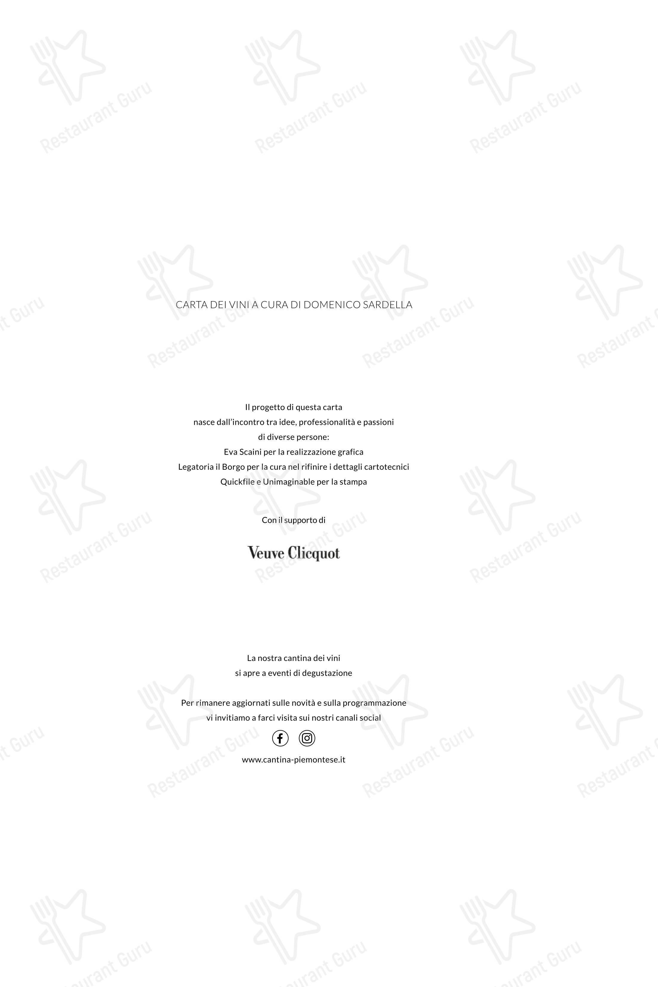 Cantina Piemontese in Milano - Menu