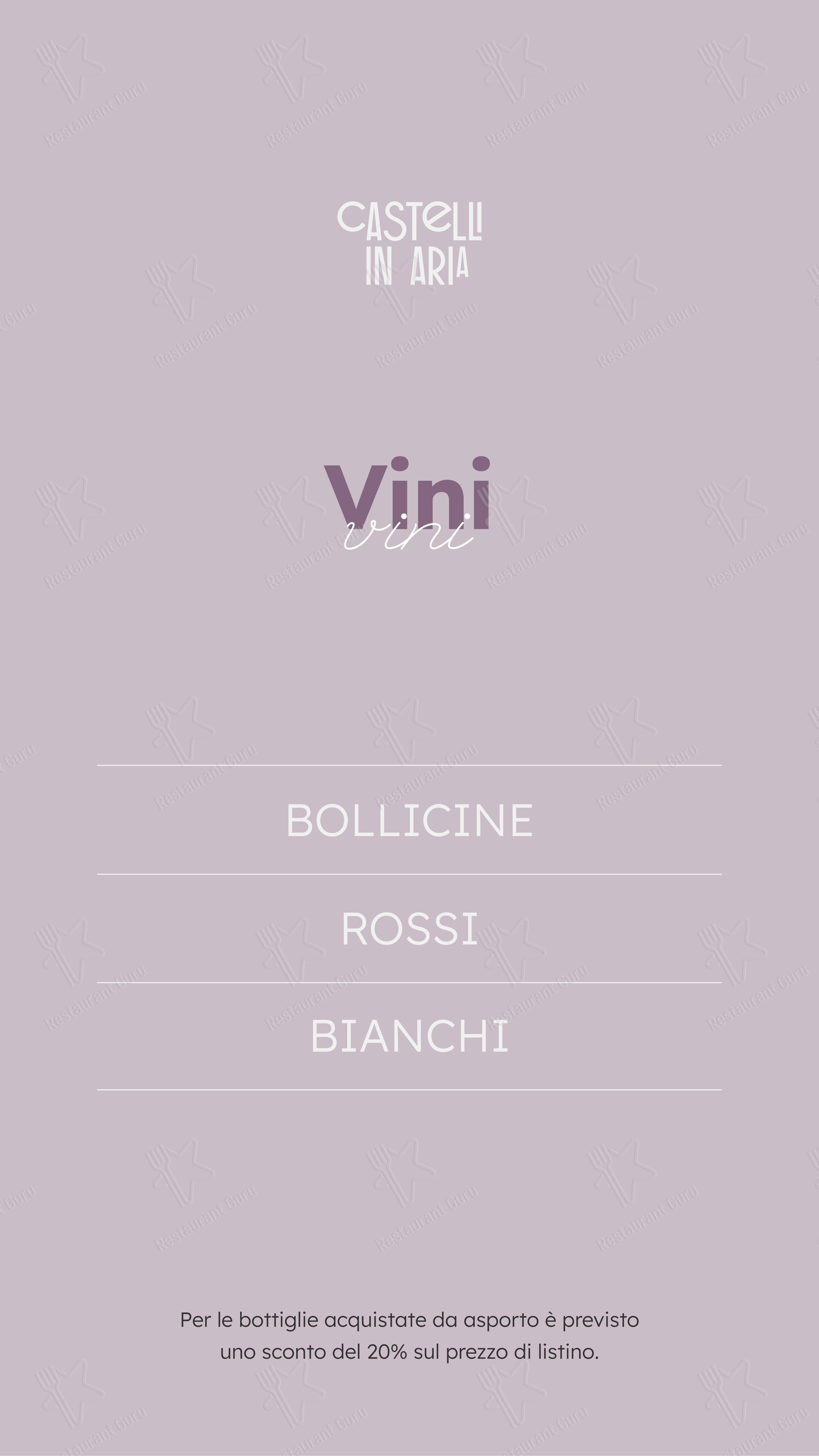 Menu pour Castelli in Aria dans Castelfranco Veneto