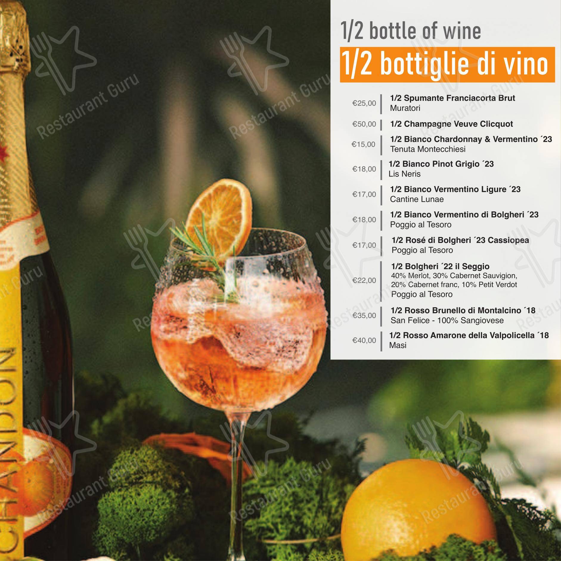 Menu bar pour Ciro and Sons - Restaurant Pizzeria Firenze pizzeria