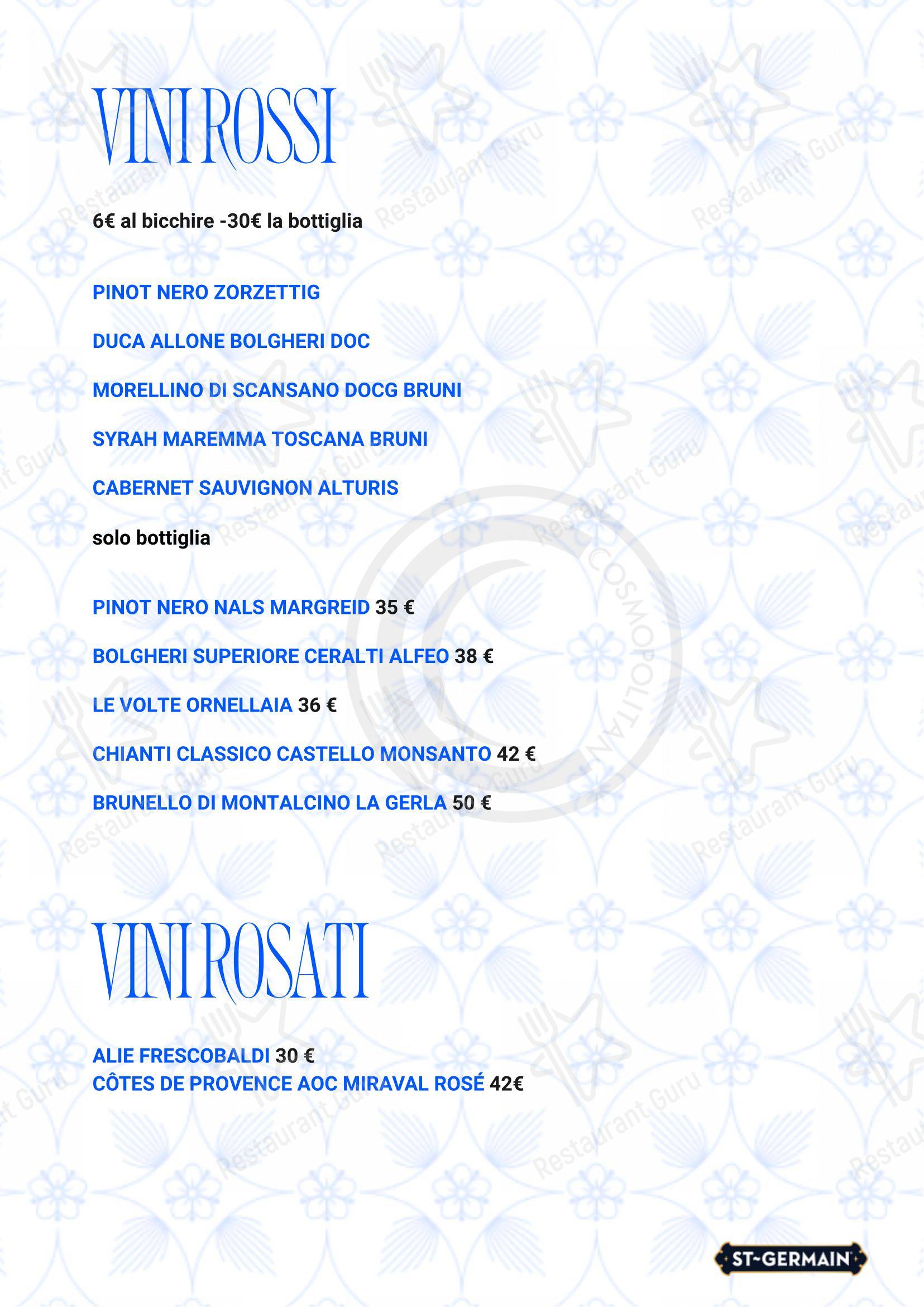 Cosmopolitan in Lido di Camaiore - Menu