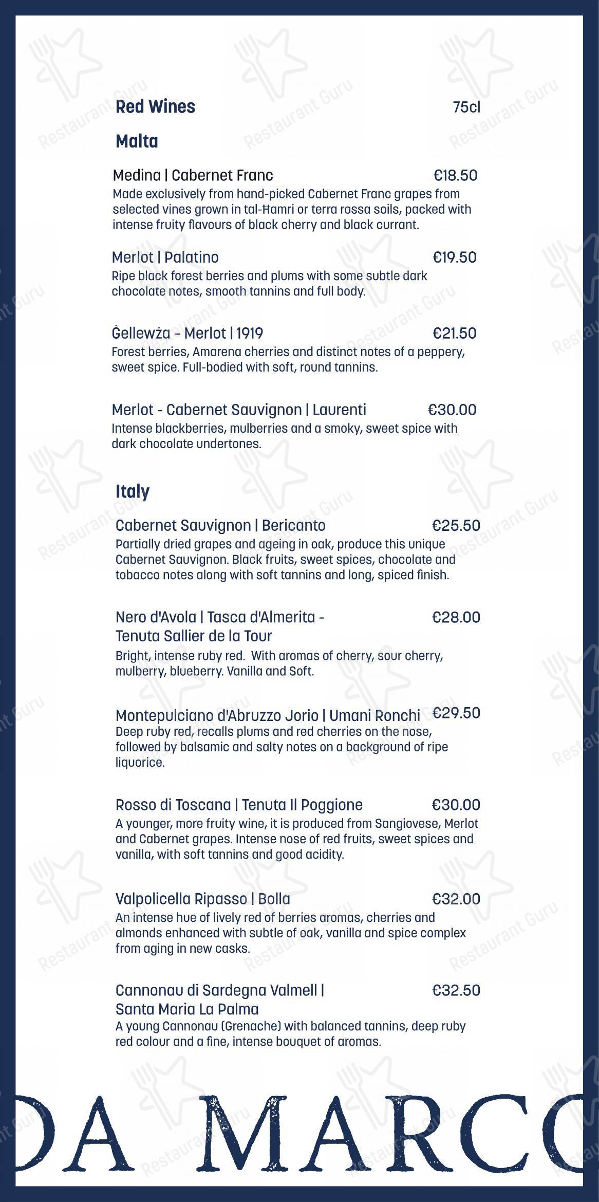Da Marco Ristorante dans Iż-Żebbuġ - Основное меню