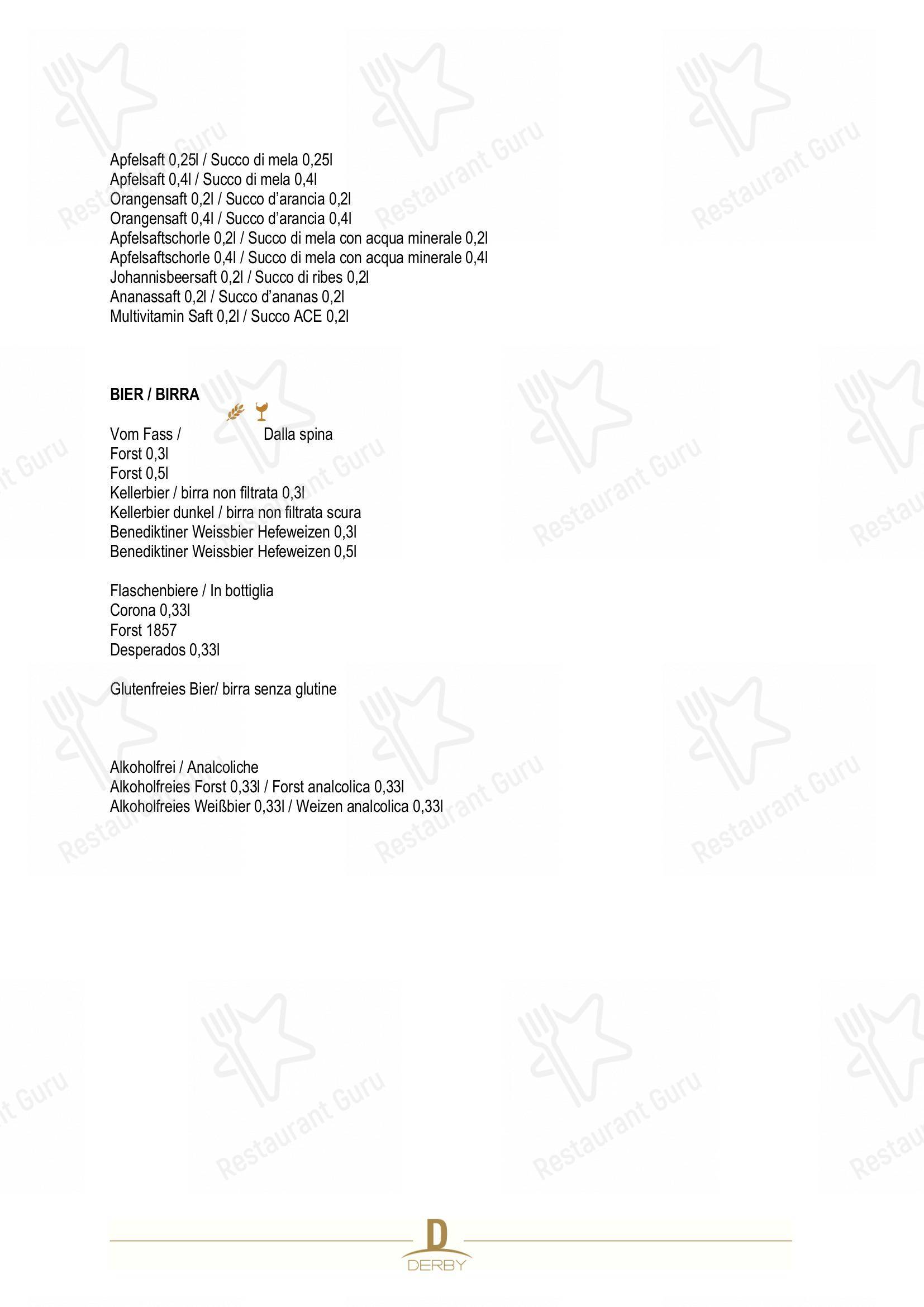 Основное меню per Derby in Vipiteno