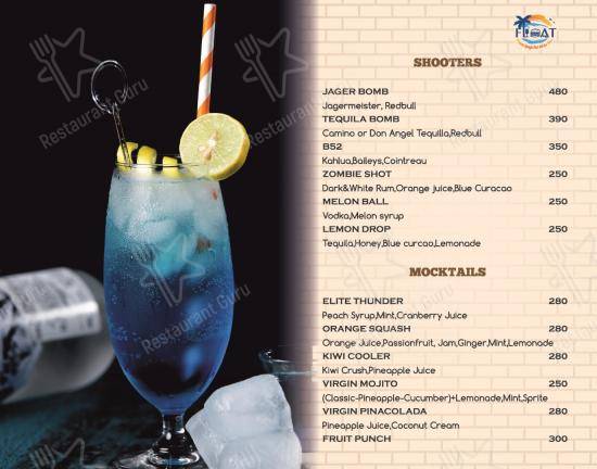 Menu for Float Gastro Pub in Puducherry